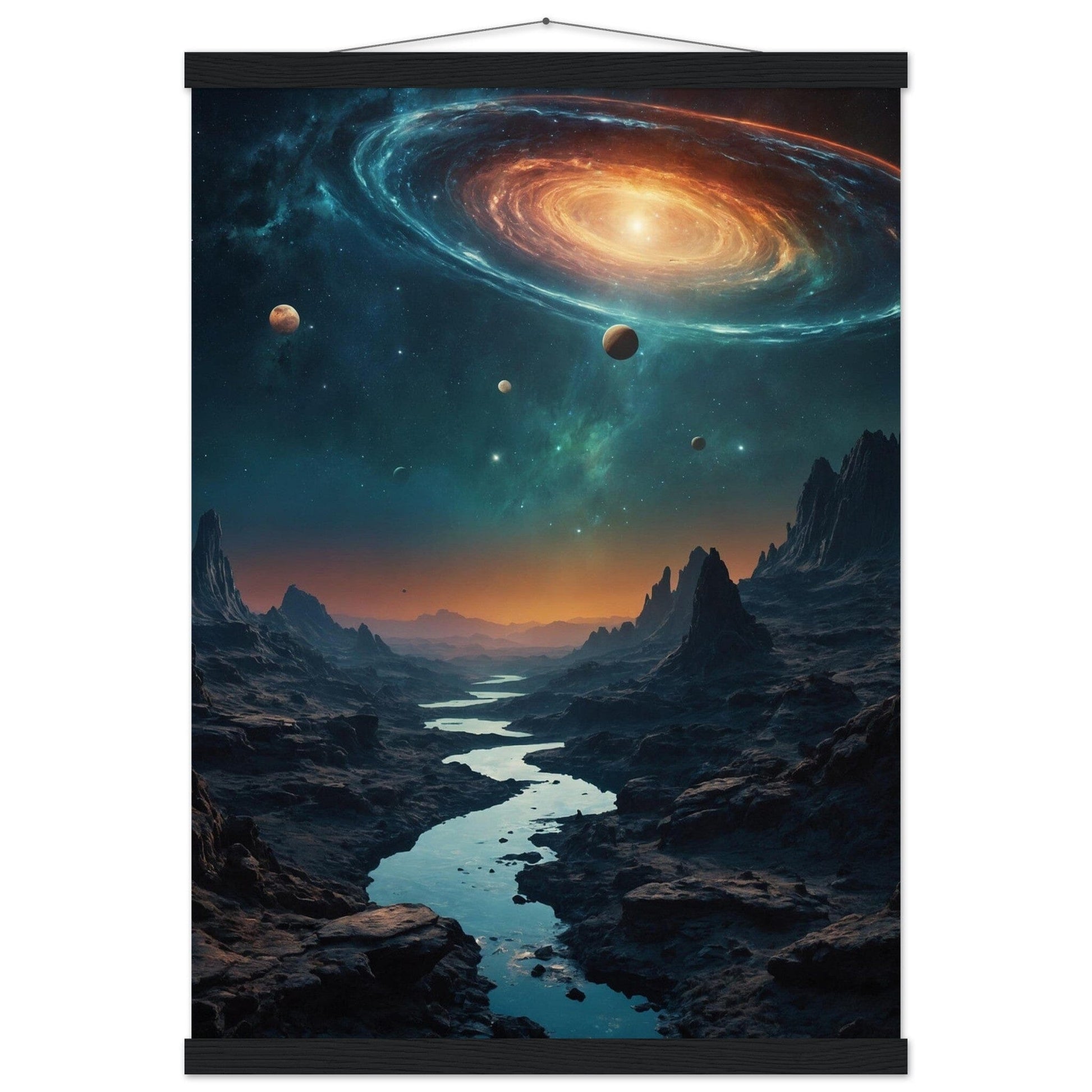 Premium Matte Paper Poster with Hanger - Minimalistische Kunstpräsentation mit Holzhänger Print Material Modern Masterpieces A2 (42 x 59.4 cm) Black wall hanger 