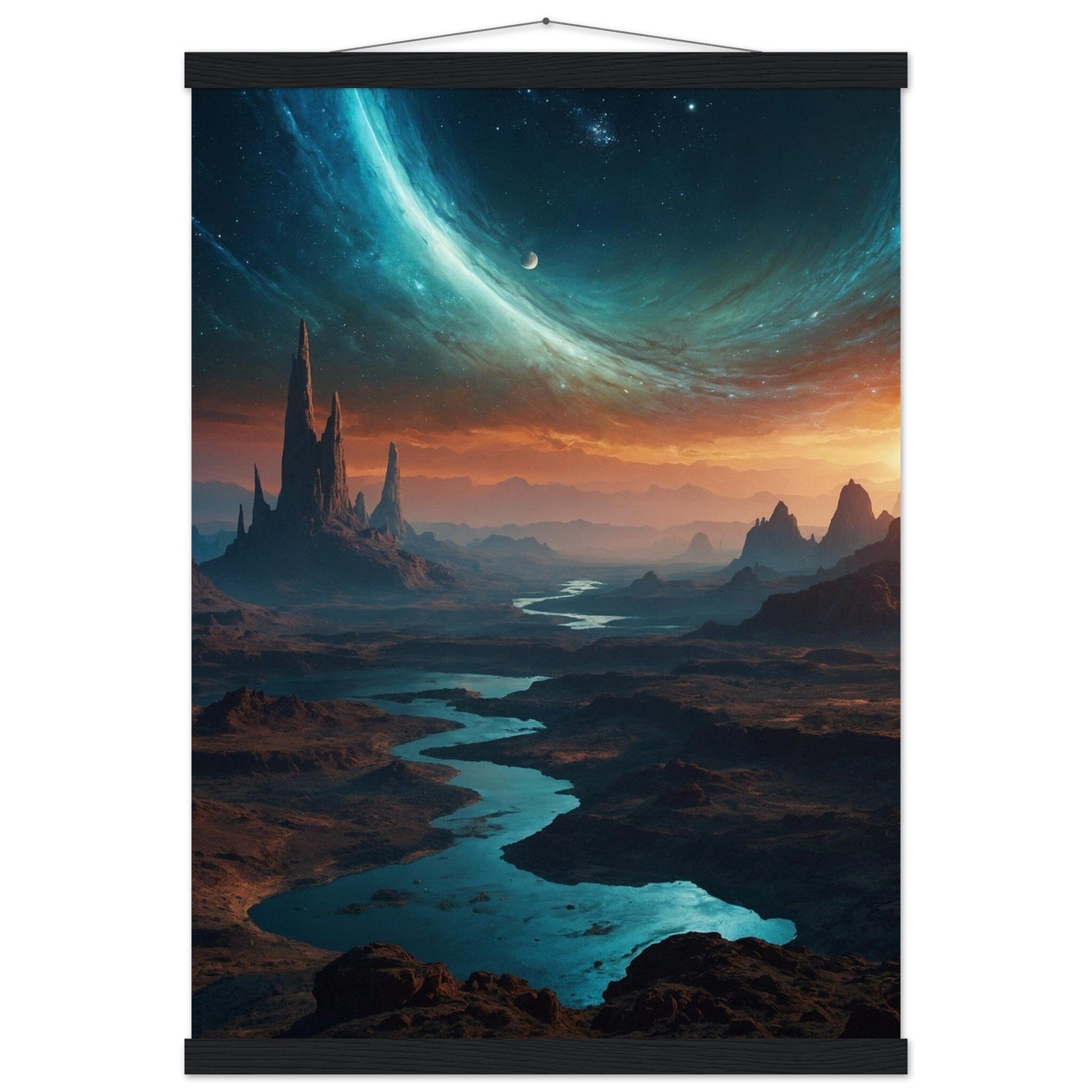 Premium Matte Paper Poster with Hanger - Minimalistische Kunstpräsentation mit Holzhänger Print Material Modern Masterpieces A2 (42 x 59.4 cm) Black wall hanger 