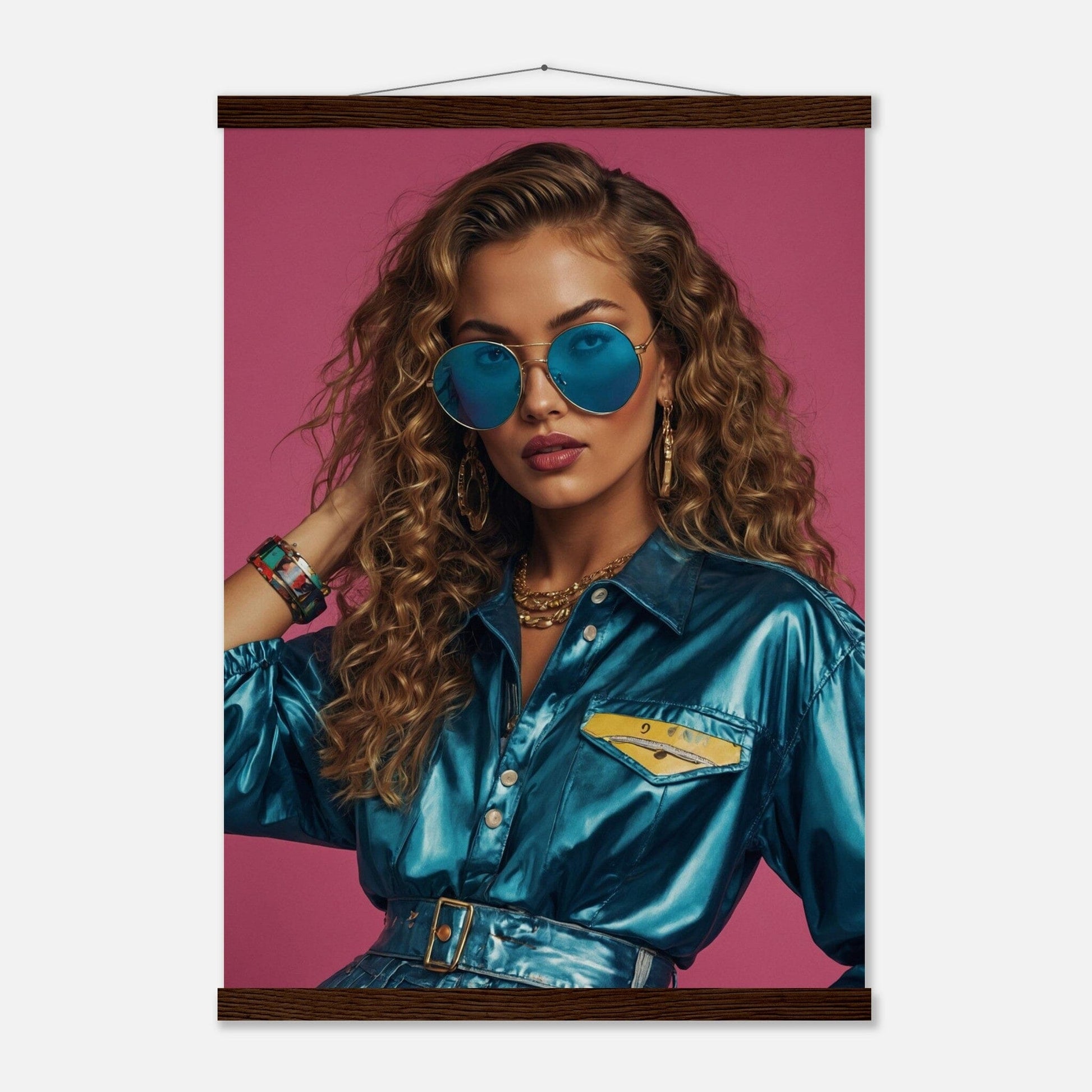 Premium Matte Paper Poster with Hanger - Minimalistische Kunstpräsentation mit Holzhänger Print Material Modern Masterpieces A2 (42 x 59.4 cm) Dark wood wall hanger 