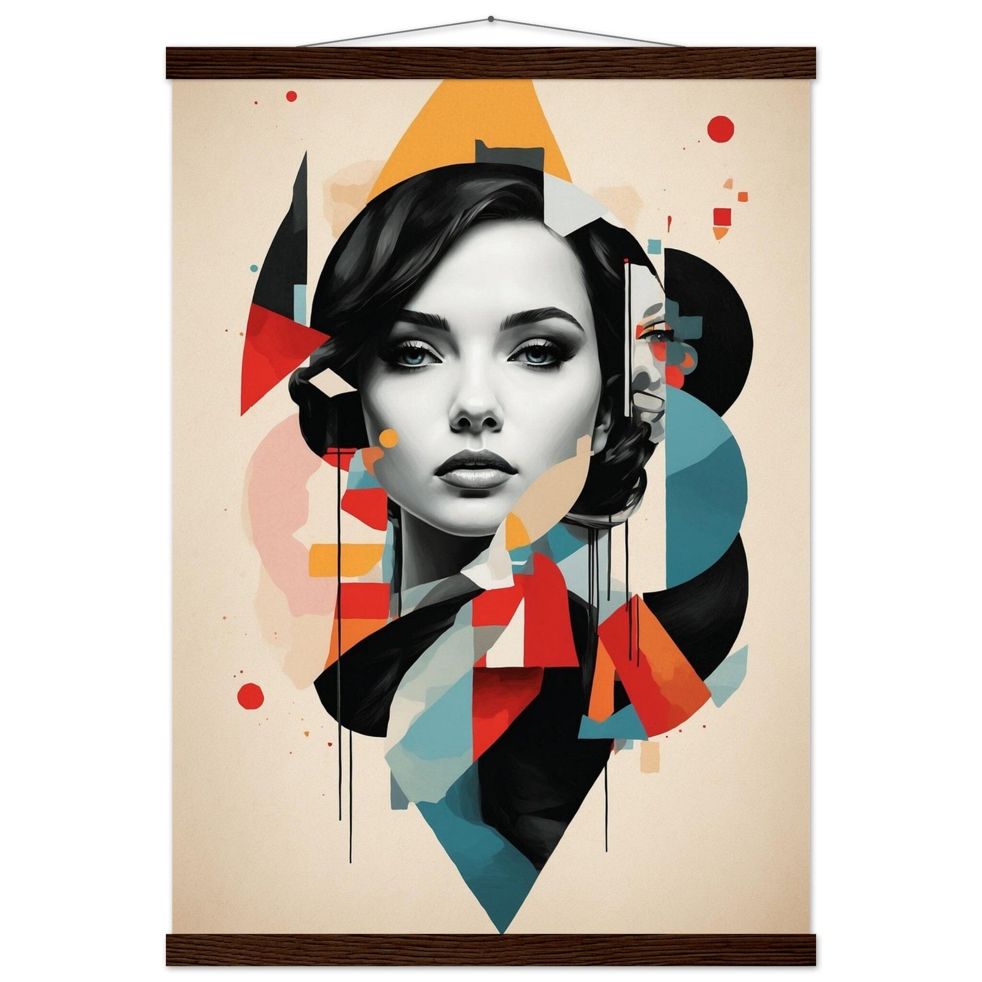 Premium Matte Paper Poster with Hanger - Minimalistische Kunstpräsentation mit Holzhänger Print Material Modern Masterpieces A2 (42 x 59.4 cm) Dark wood wall hanger 