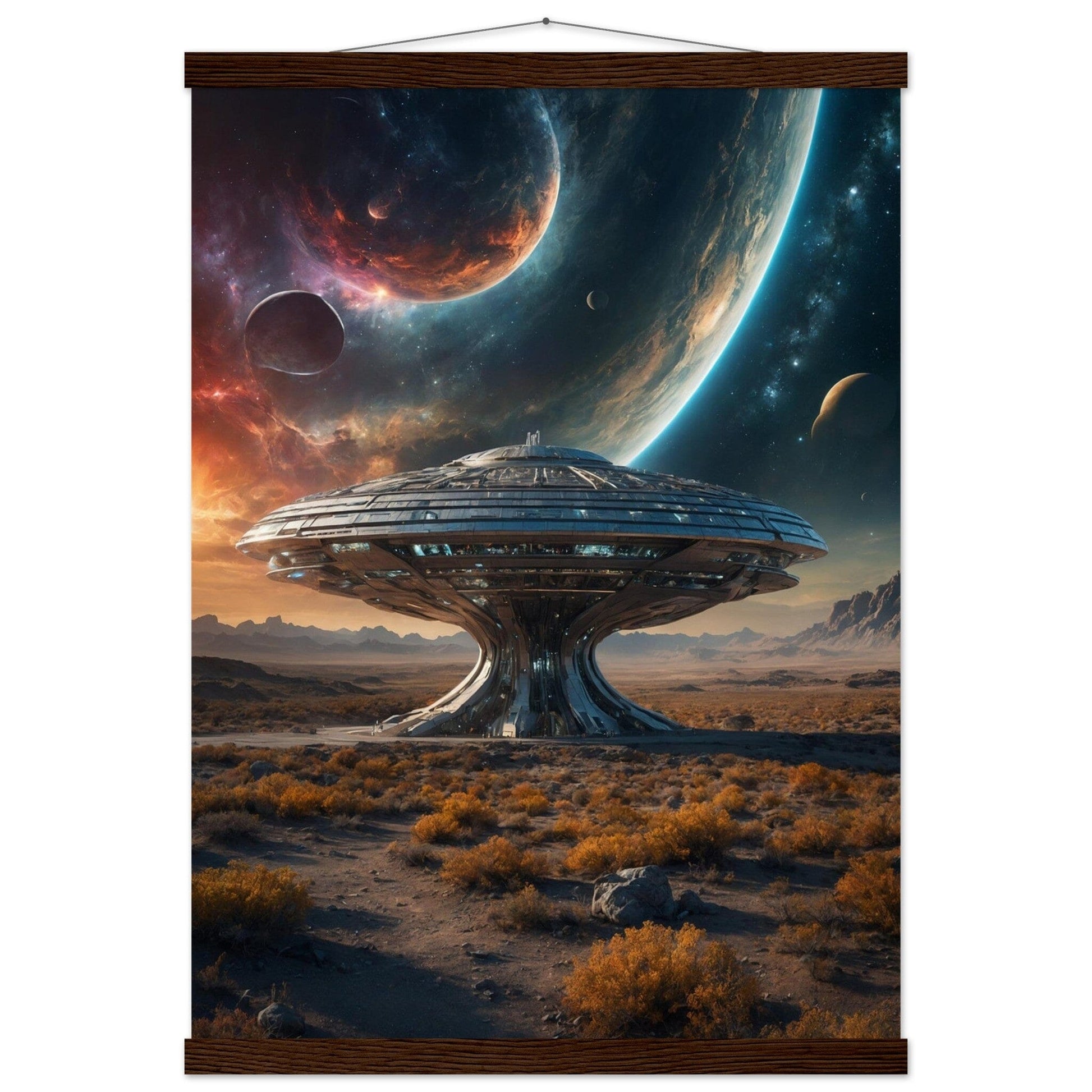 Premium Matte Paper Poster with Hanger - Minimalistische Kunstpräsentation mit Holzhänger Print Material Modern Masterpieces A2 (42 x 59.4 cm) Dark wood wall hanger 