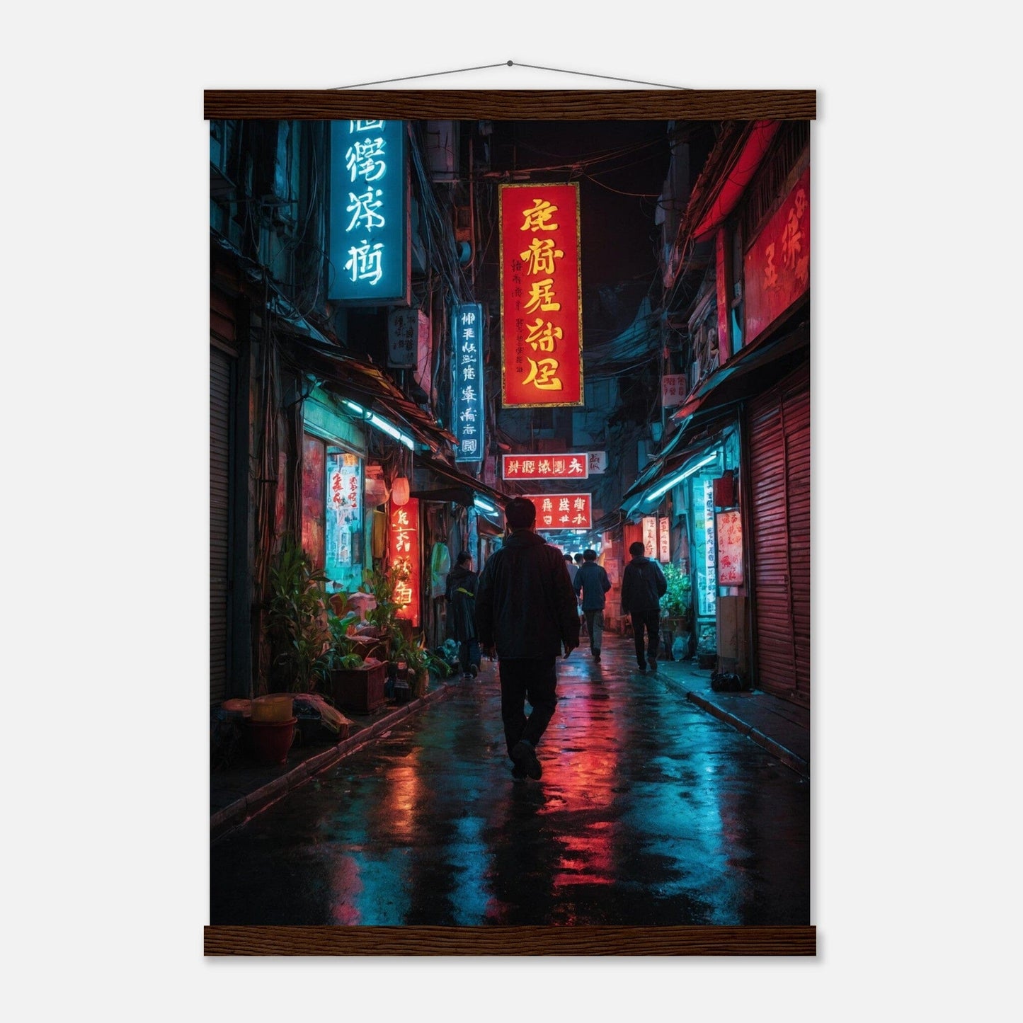 Premium Matte Paper Poster with Hanger - Minimalistische Kunstpräsentation mit Holzhänger Print Material Modern Masterpieces A2 (42 x 59.4 cm) Dark wood wall hanger 