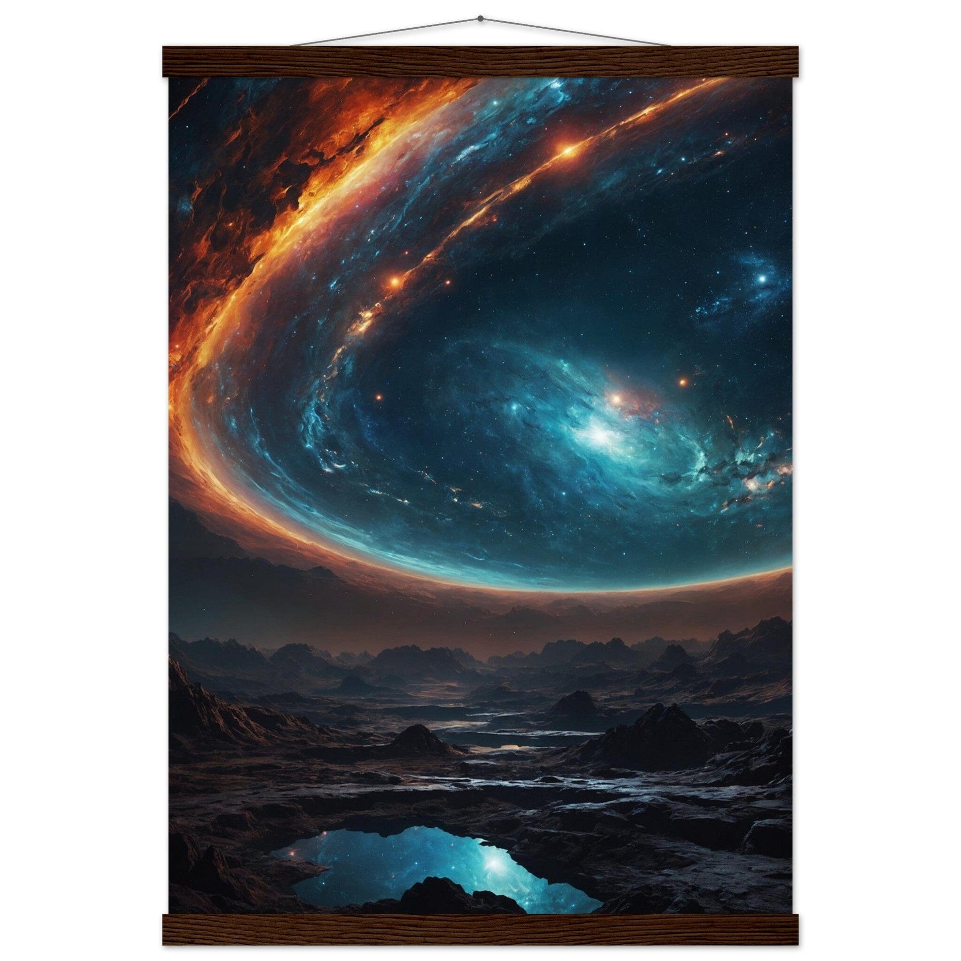 Premium Matte Paper Poster with Hanger - Minimalistische Kunstpräsentation mit Holzhänger Print Material Modern Masterpieces A2 (42 x 59.4 cm) Dark wood wall hanger 
