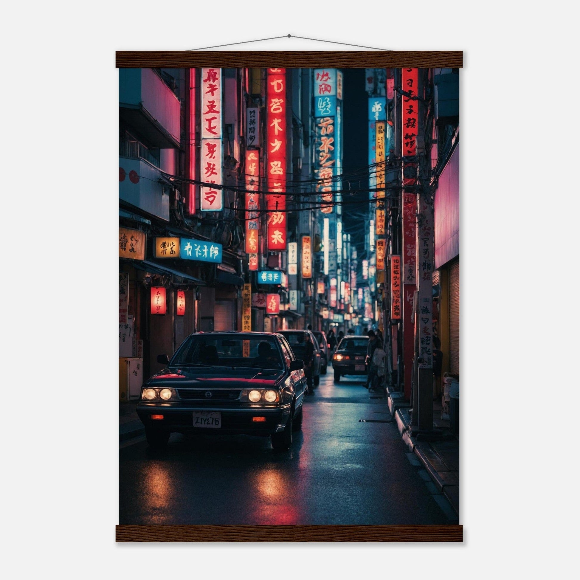 Premium Matte Paper Poster with Hanger - Minimalistische Kunstpräsentation mit Holzhänger Print Material Modern Masterpieces A2 (42 x 59.4 cm) Dark wood wall hanger 