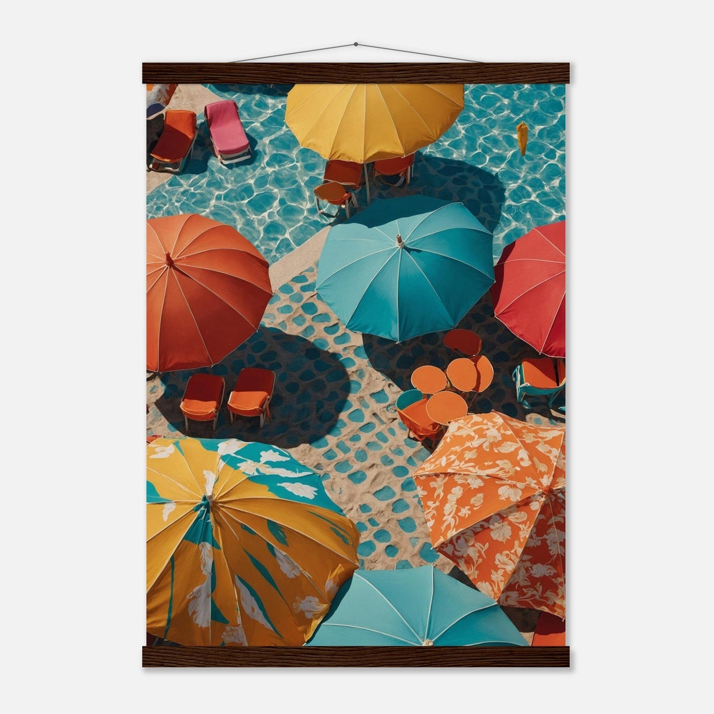Premium Matte Paper Poster with Hanger - Minimalistische Kunstpräsentation mit Holzhänger Print Material Modern Masterpieces A2 (42 x 59.4 cm) Dark wood wall hanger 