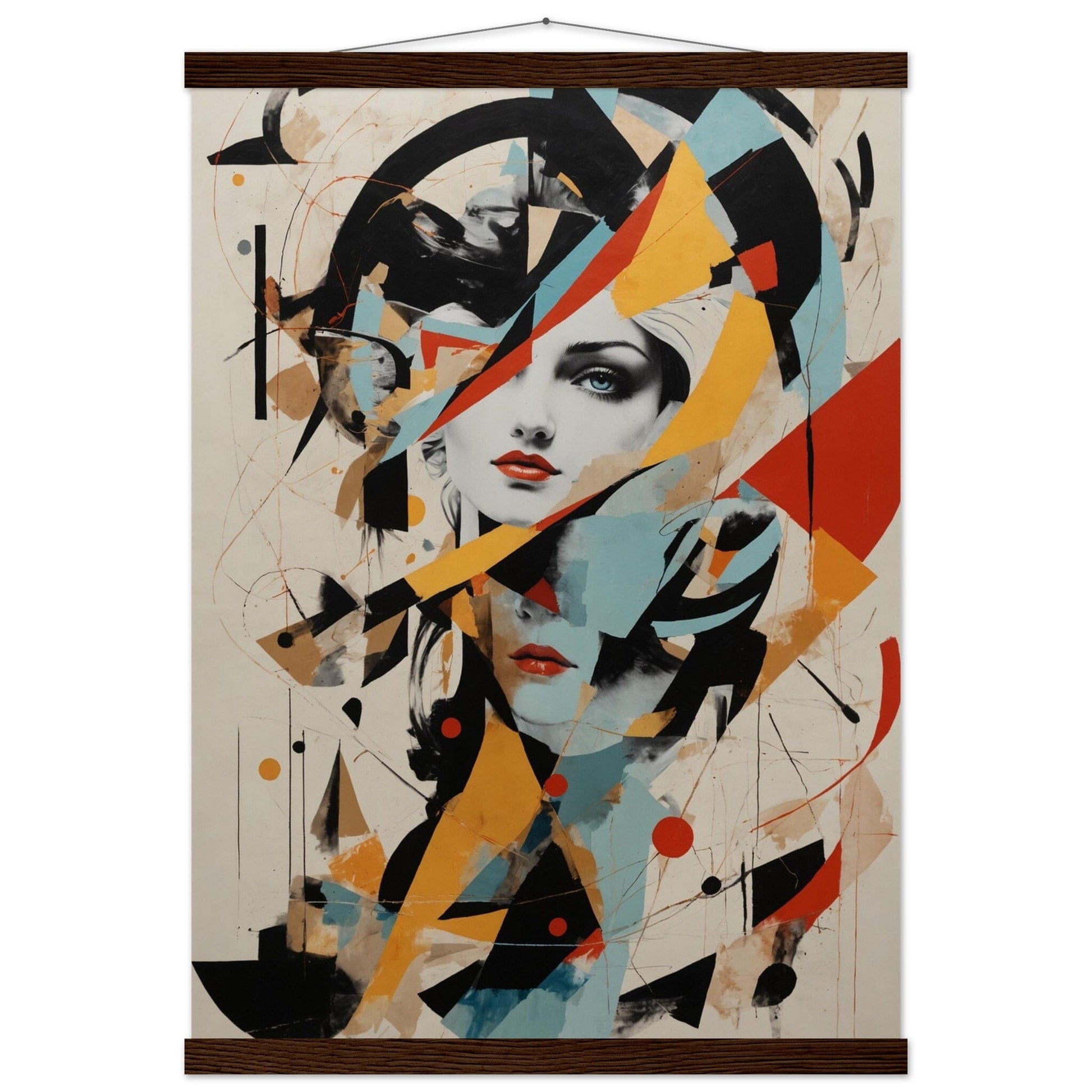 Premium Matte Paper Poster with Hanger - Minimalistische Kunstpräsentation mit Holzhänger Print Material Modern Masterpieces A2 (42 x 59.4 cm) Dark wood wall hanger 