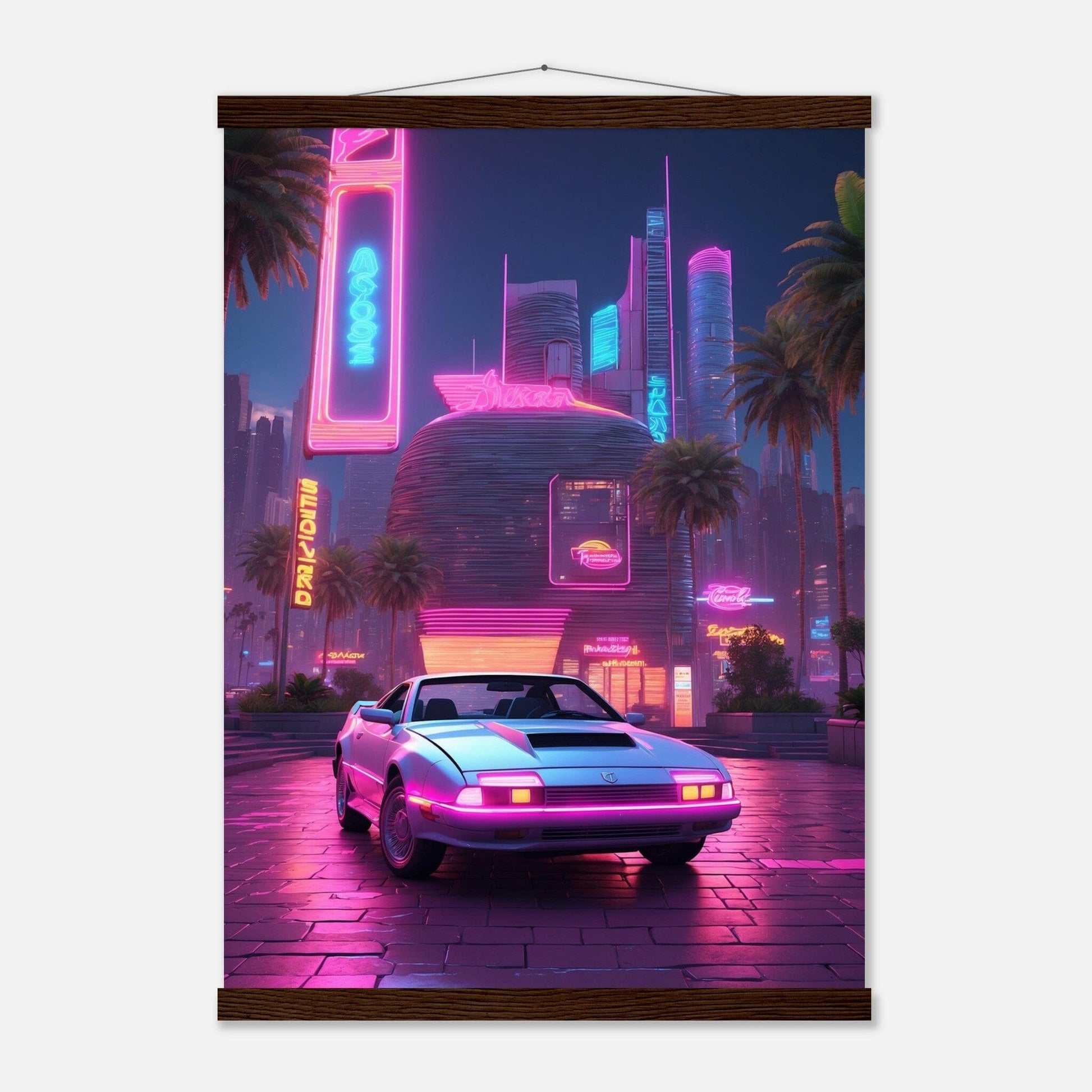 Premium Matte Paper Poster with Hanger - Minimalistische Kunstpräsentation mit Holzhänger Print Material Modern Masterpieces A2 (42 x 59.4 cm) Dark wood wall hanger 