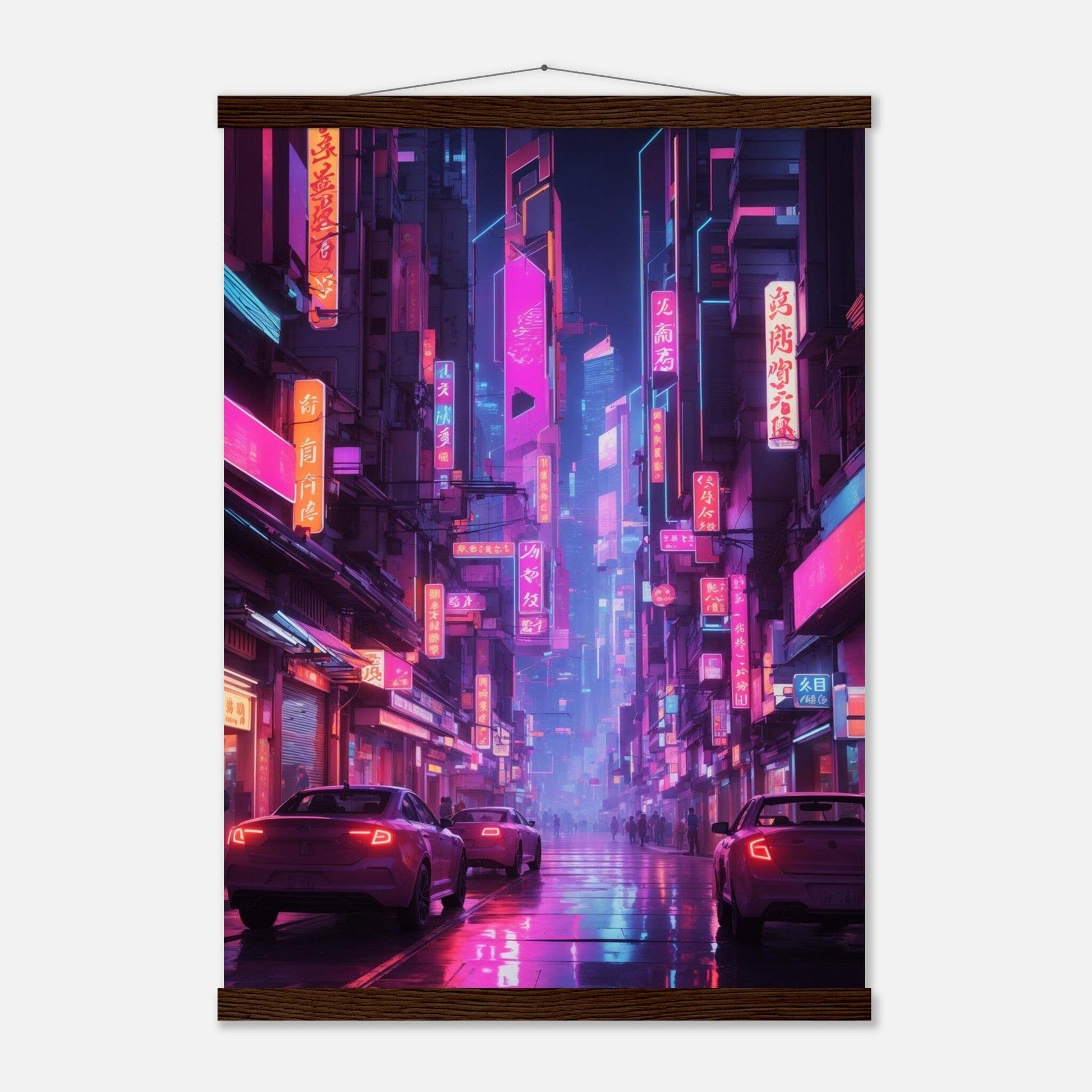 Premium Matte Paper Poster with Hanger - Minimalistische Kunstpräsentation mit Holzhänger Print Material Modern Masterpieces A2 (42 x 59.4 cm) Dark wood wall hanger 