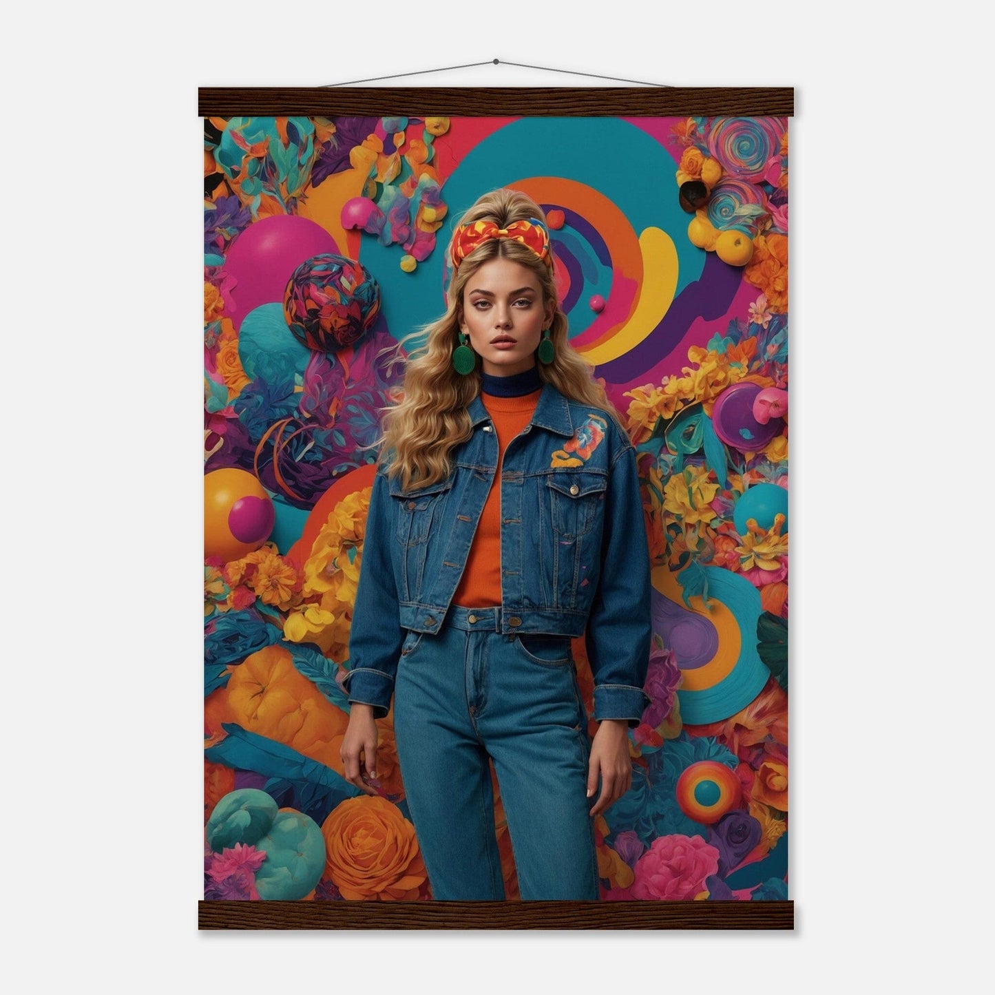 Premium Matte Paper Poster with Hanger - Minimalistische Kunstpräsentation mit Holzhänger Print Material Modern Masterpieces A2 (42 x 59.4 cm) Dark wood wall hanger 
