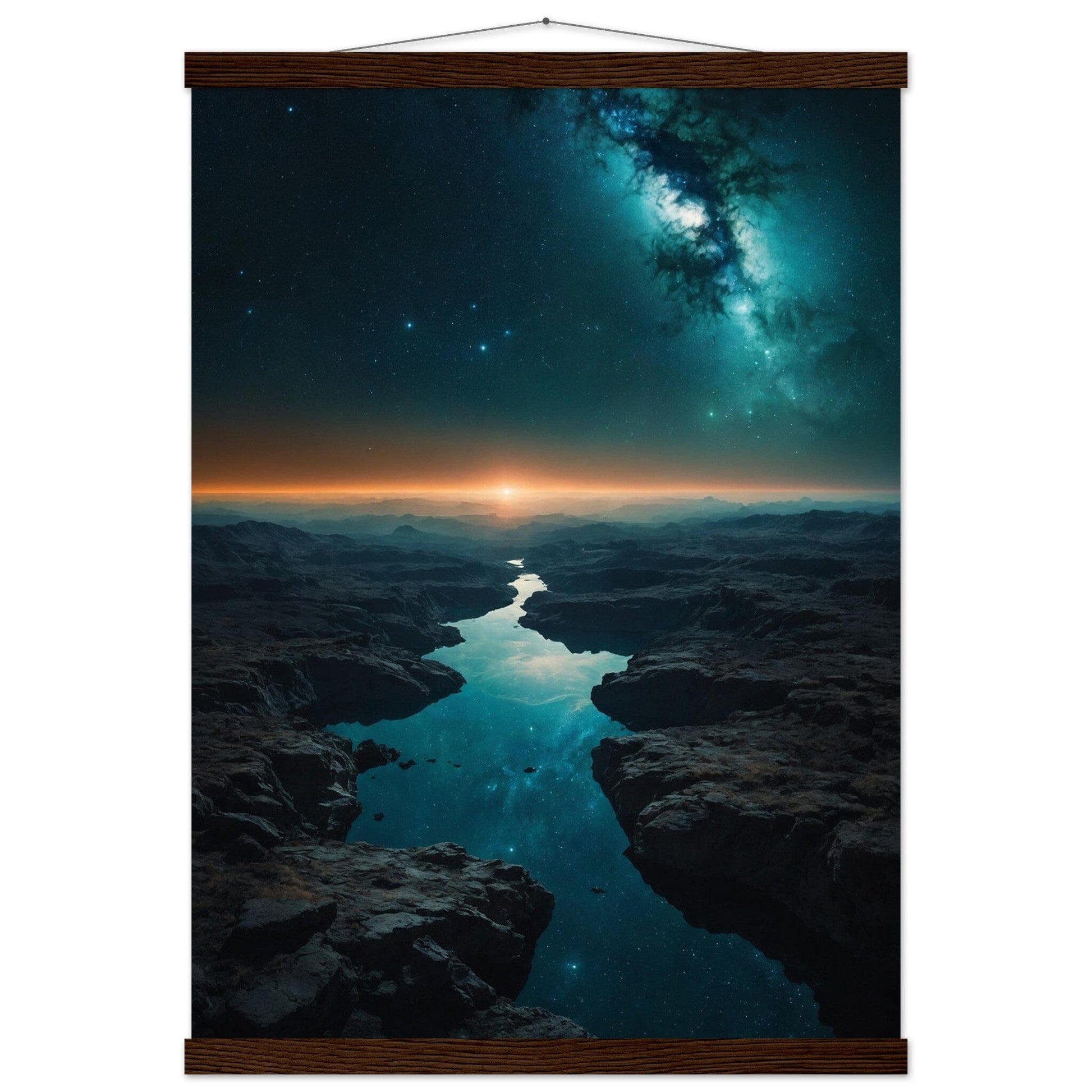 Premium Matte Paper Poster with Hanger - Minimalistische Kunstpräsentation mit Holzhänger Print Material Modern Masterpieces A2 (42 x 59.4 cm) Dark wood wall hanger 