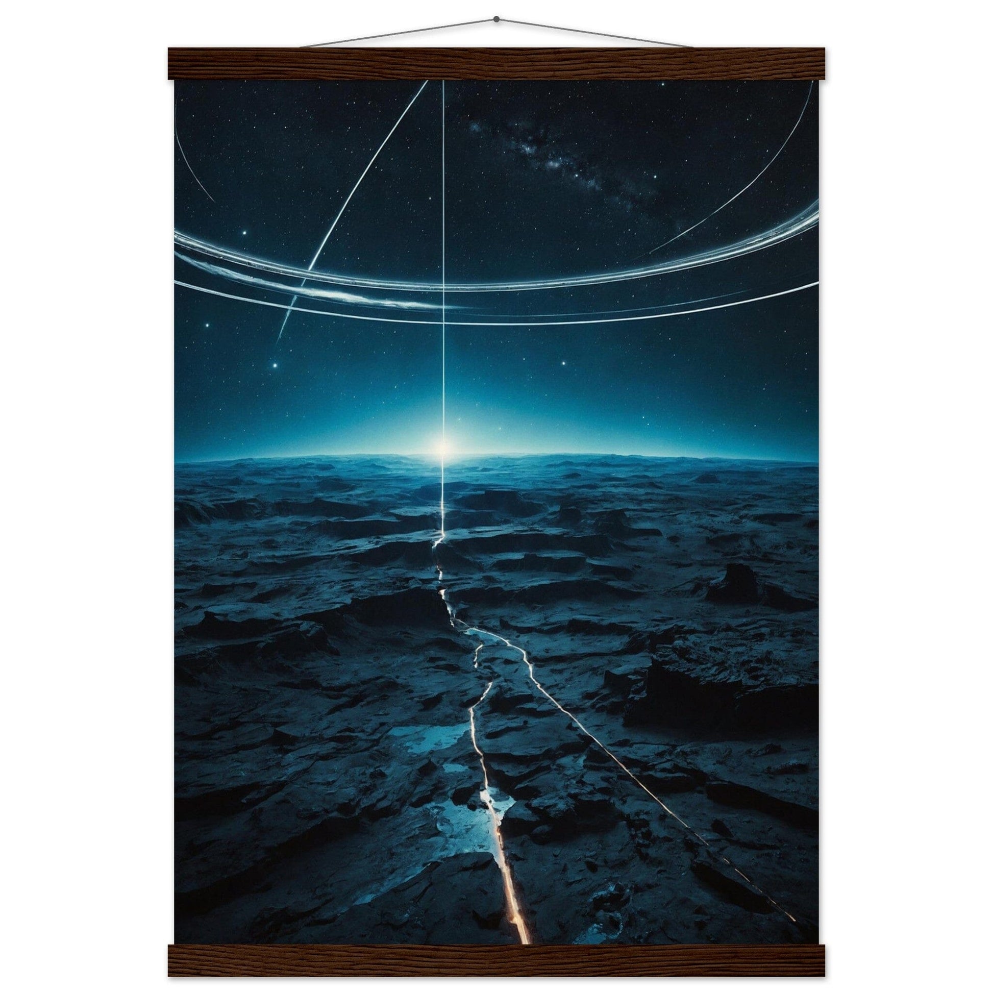 Premium Matte Paper Poster with Hanger - Minimalistische Kunstpräsentation mit Holzhänger Print Material Modern Masterpieces A2 (42 x 59.4 cm) Dark wood wall hanger 