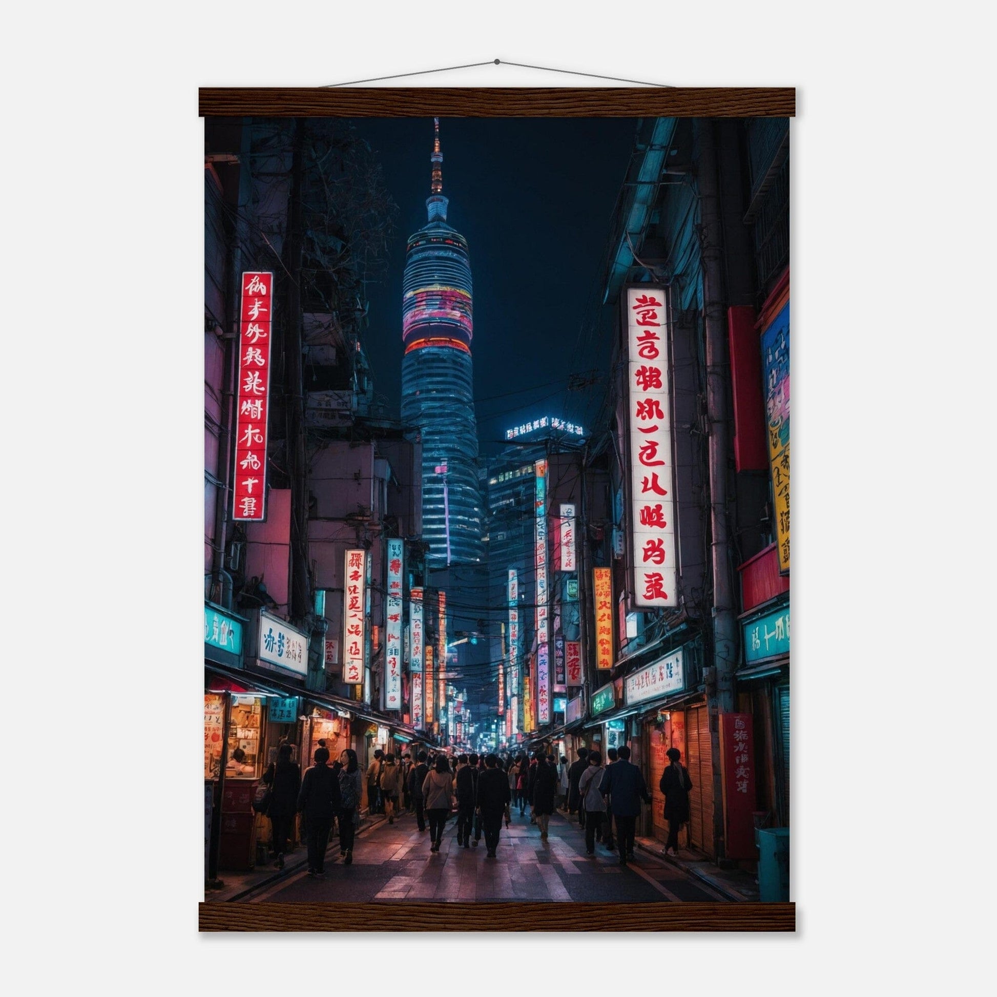Premium Matte Paper Poster with Hanger - Minimalistische Kunstpräsentation mit Holzhänger Print Material Modern Masterpieces A2 (42 x 59.4 cm) Dark wood wall hanger 