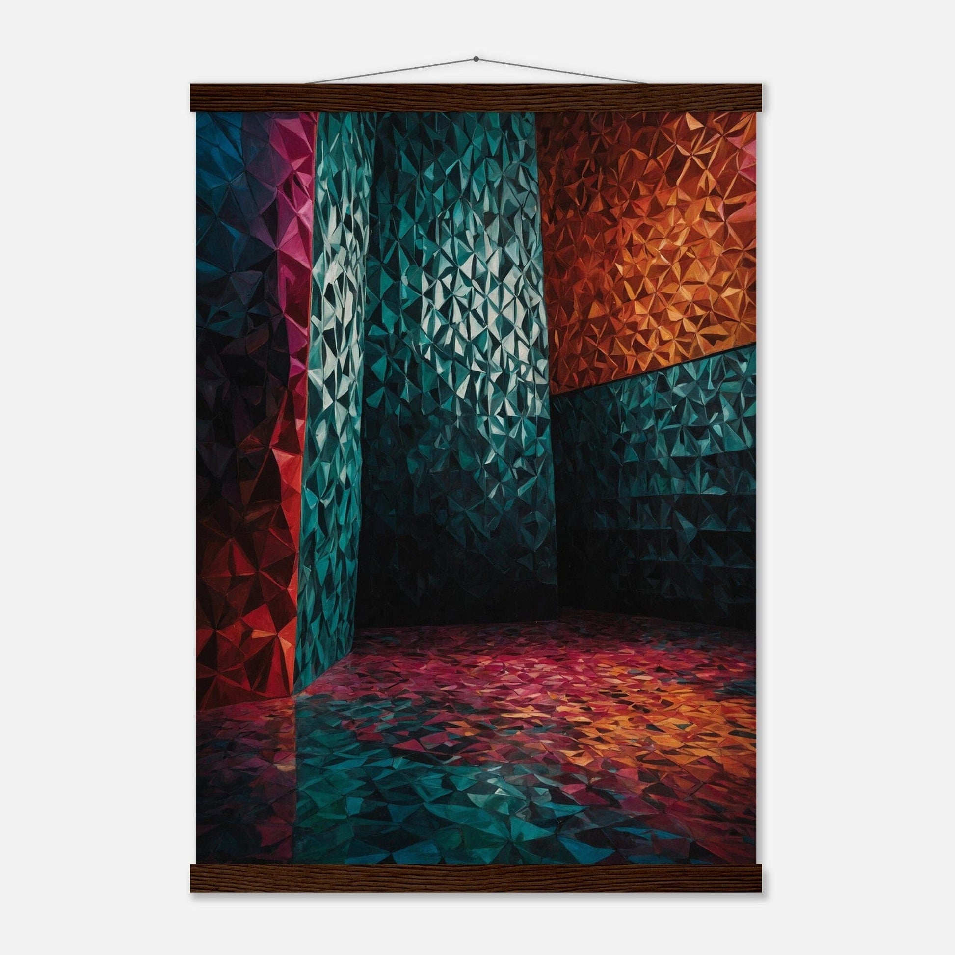 Premium Matte Paper Poster with Hanger - Minimalistische Kunstpräsentation mit Holzhänger Print Material Modern Masterpieces A2 (42 x 59.4 cm) Dark wood wall hanger 