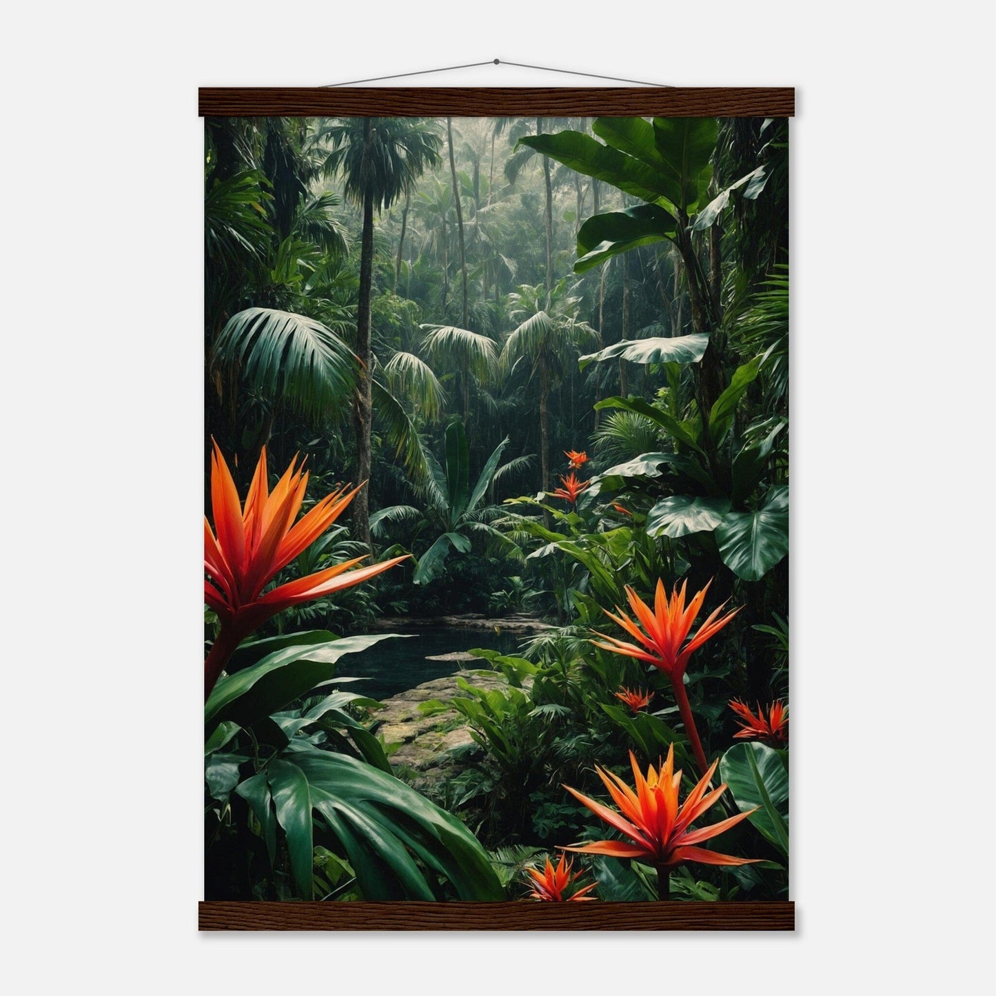 Premium Matte Paper Poster with Hanger - Minimalistische Kunstpräsentation mit Holzhänger Print Material Modern Masterpieces A2 (42 x 59.4 cm) Dark wood wall hanger 