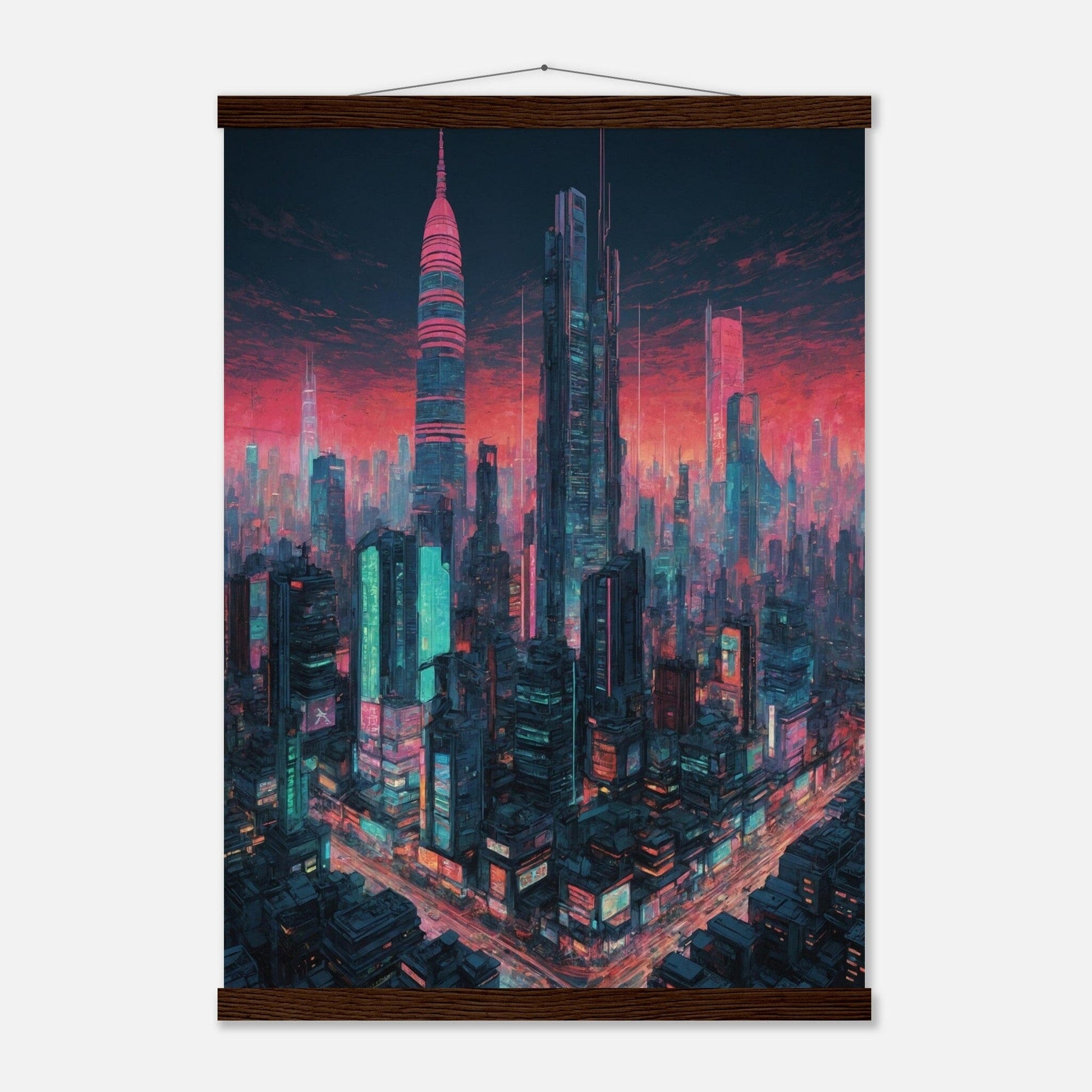Premium Matte Paper Poster with Hanger - Minimalistische Kunstpräsentation mit Holzhänger Print Material Modern Masterpieces A2 (42 x 59.4 cm) Dark wood wall hanger 