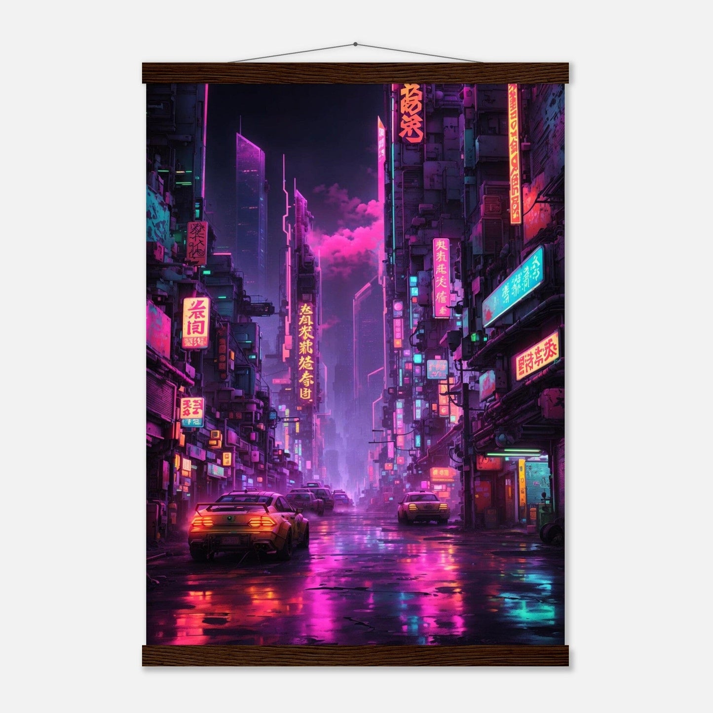 Premium Matte Paper Poster with Hanger - Minimalistische Kunstpräsentation mit Holzhänger Print Material Modern Masterpieces A2 (42 x 59.4 cm) Dark wood wall hanger 