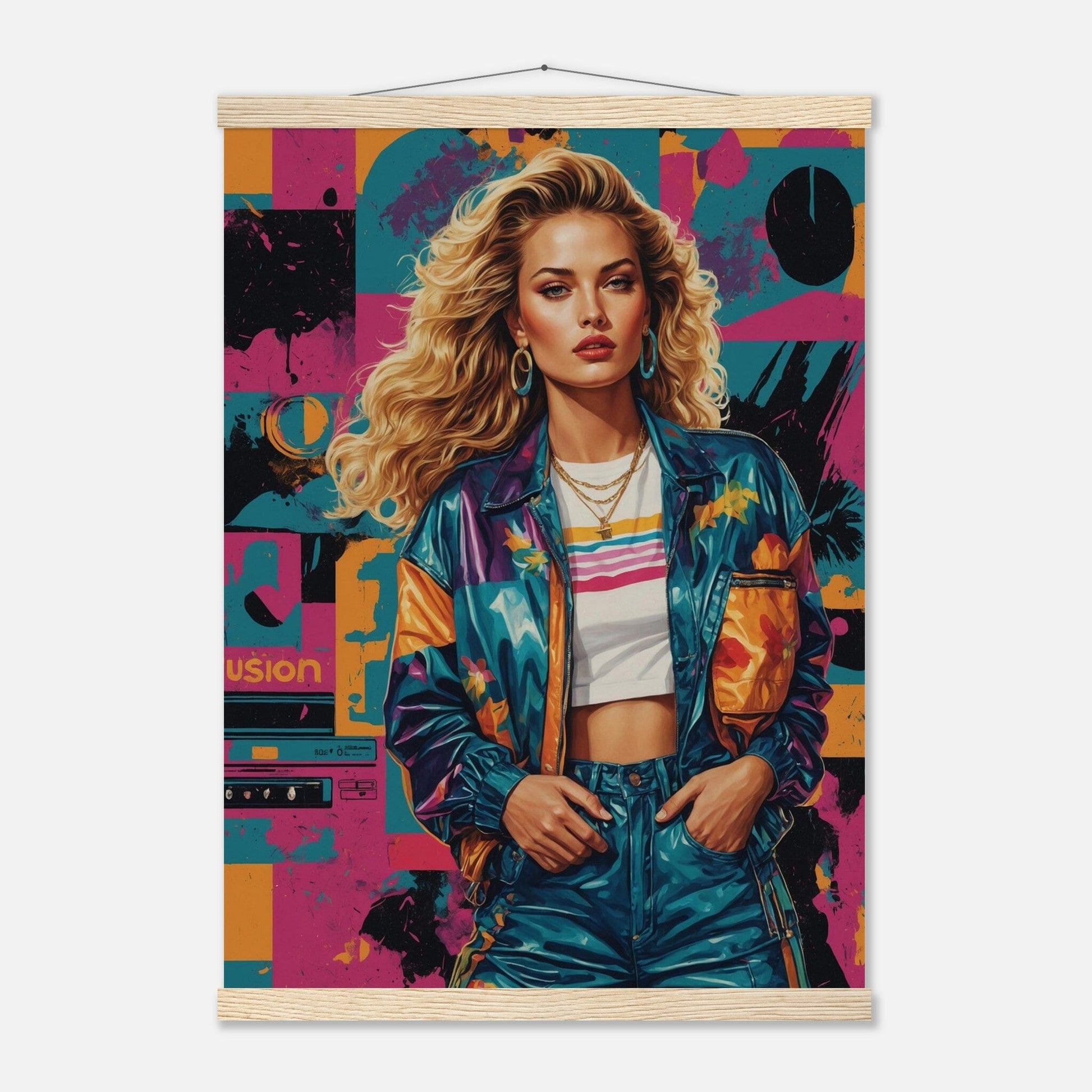 Premium Matte Paper Poster with Hanger - Minimalistische Kunstpräsentation mit Holzhänger Print Material Modern Masterpieces A2 (42 x 59.4 cm) Natural wood wall hanger 