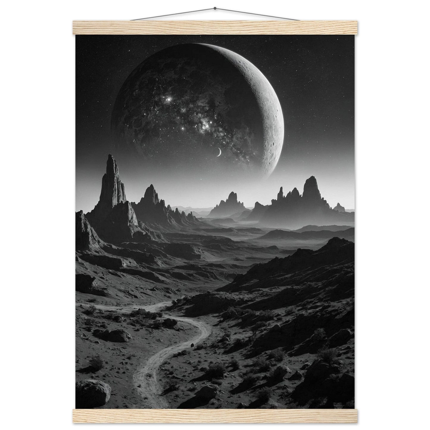 Premium Matte Paper Poster with Hanger - Minimalistische Kunstpräsentation mit Holzhänger Print Material Modern Masterpieces A2 (42 x 59.4 cm) Natural wood wall hanger 