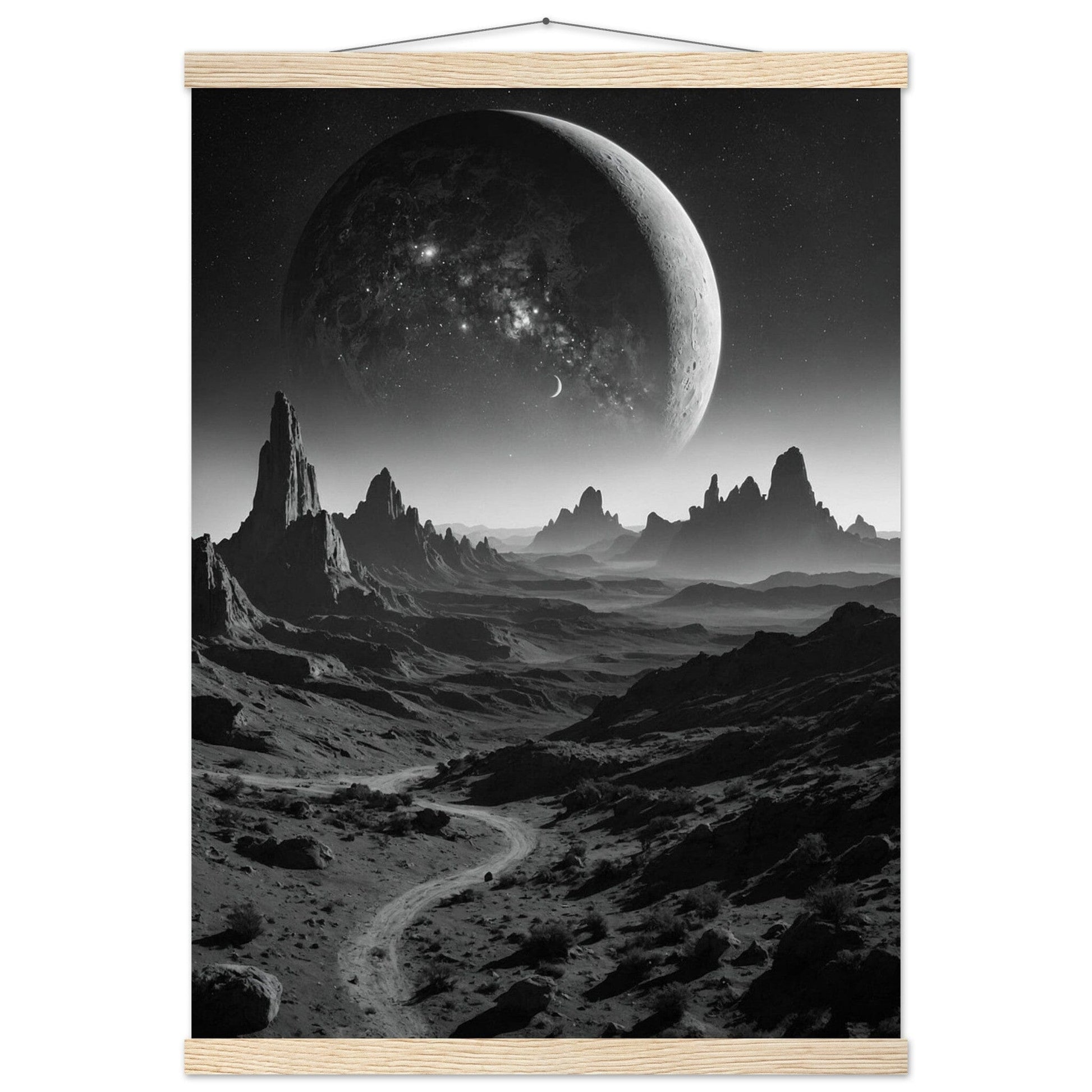 Premium Matte Paper Poster with Hanger - Minimalistische Kunstpräsentation mit Holzhänger Print Material Modern Masterpieces A2 (42 x 59.4 cm) Natural wood wall hanger 