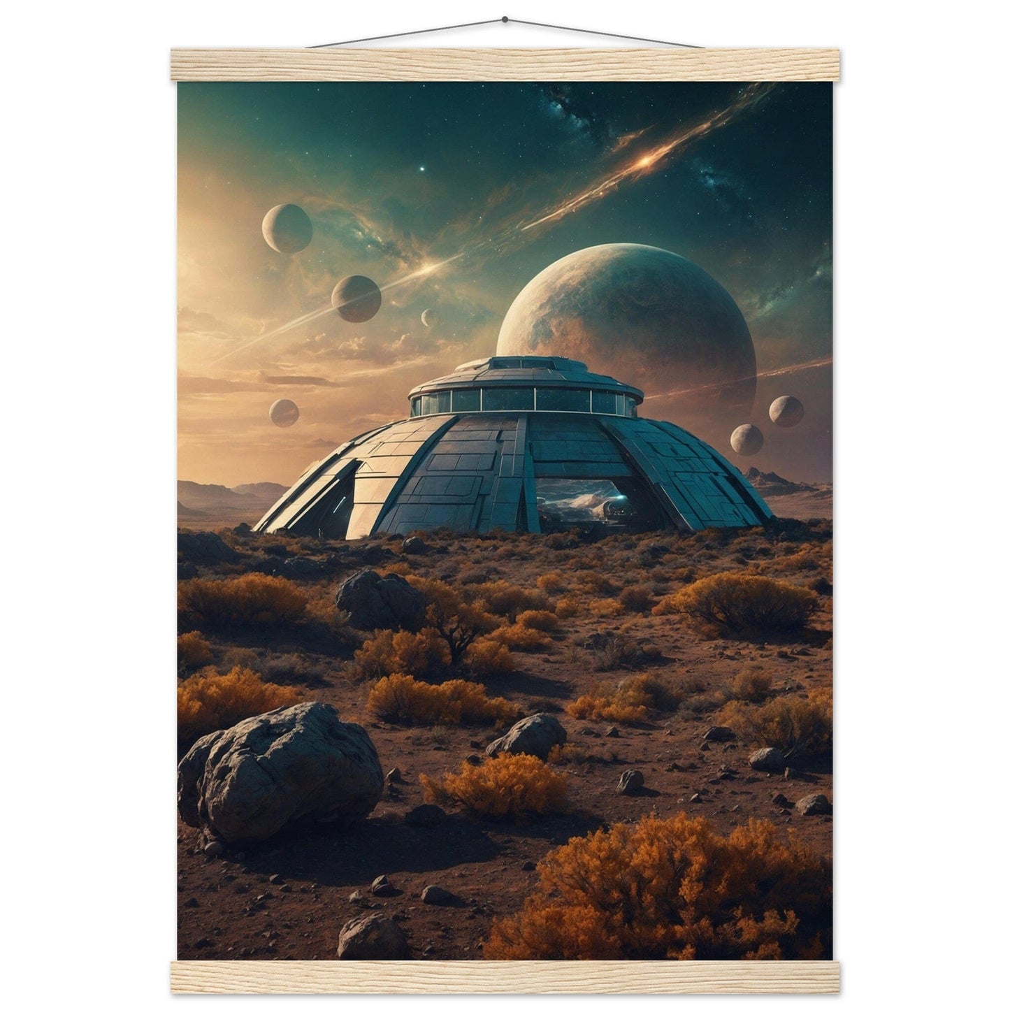 Premium Matte Paper Poster with Hanger - Minimalistische Kunstpräsentation mit Holzhänger Print Material Modern Masterpieces A2 (42 x 59.4 cm) Natural wood wall hanger 