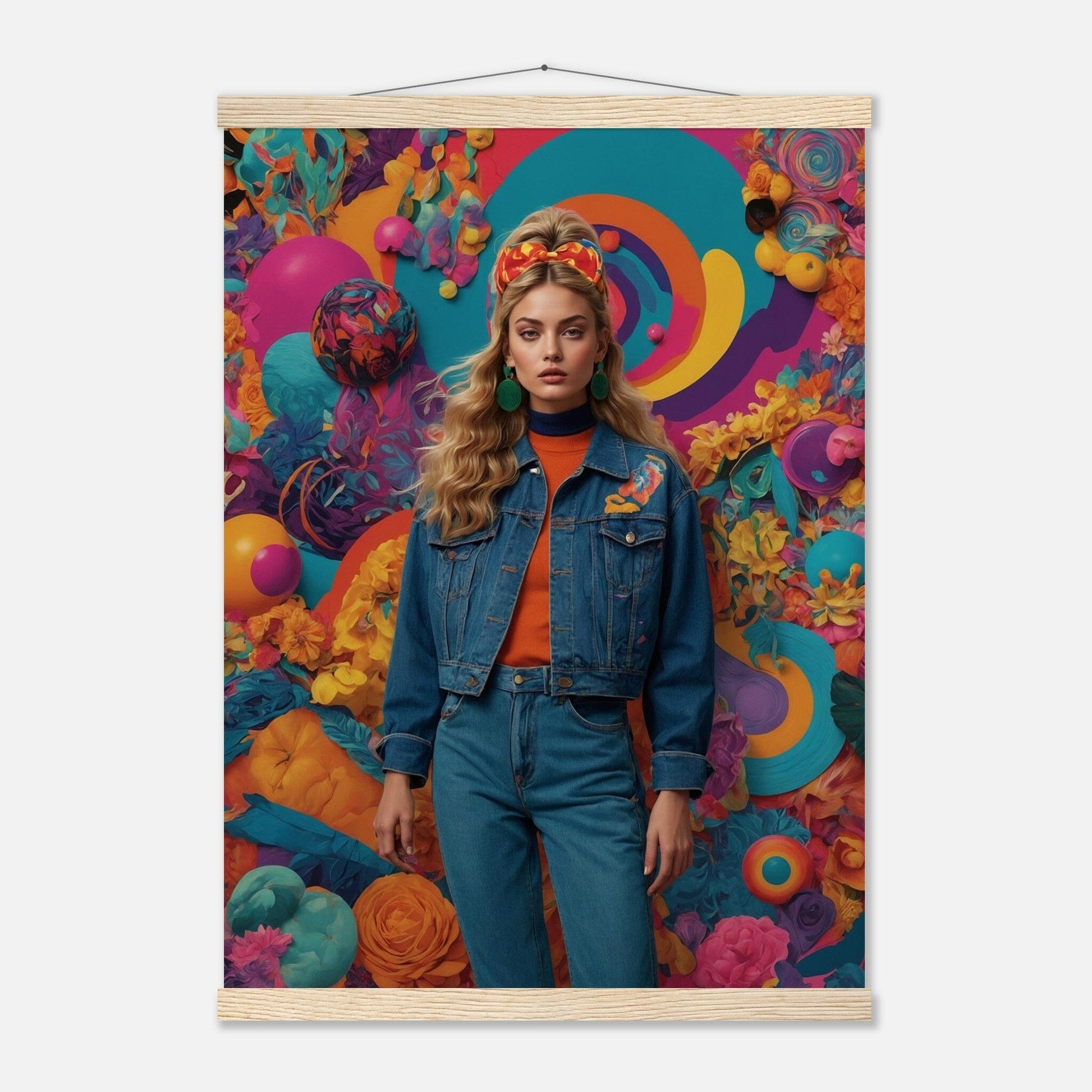 Premium Matte Paper Poster with Hanger - Minimalistische Kunstpräsentation mit Holzhänger Print Material Modern Masterpieces A2 (42 x 59.4 cm) Natural wood wall hanger 