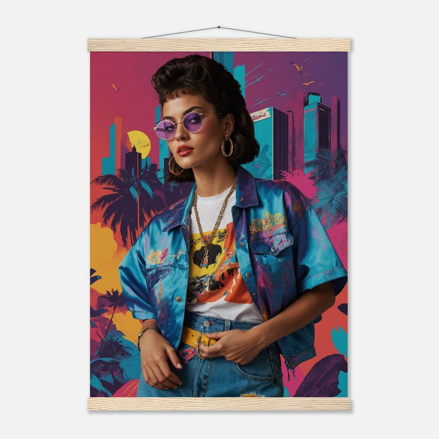 Premium Matte Paper Poster with Hanger - Minimalistische Kunstpräsentation mit Holzhänger Print Material Modern Masterpieces A2 (42 x 59.4 cm) Natural wood wall hanger 