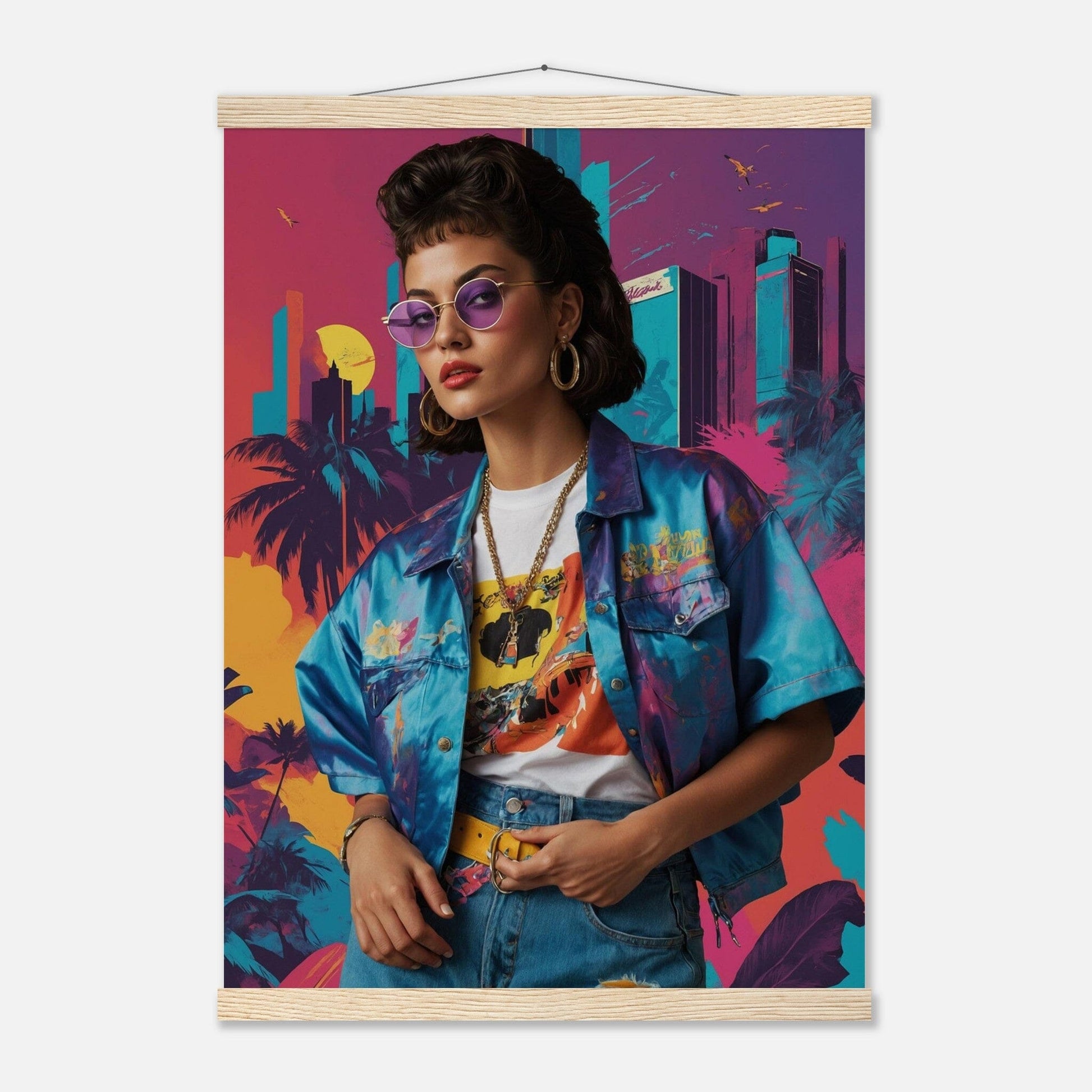 Premium Matte Paper Poster with Hanger - Minimalistische Kunstpräsentation mit Holzhänger Print Material Modern Masterpieces A2 (42 x 59.4 cm) Natural wood wall hanger 