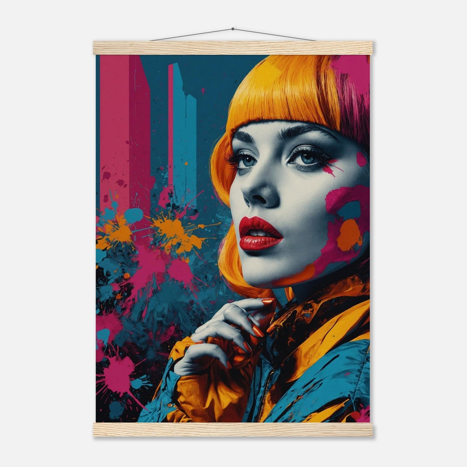Premium Matte Paper Poster with Hanger - Minimalistische Kunstpräsentation mit Holzhänger Print Material Modern Masterpieces A2 (42 x 59.4 cm) Natural wood wall hanger 