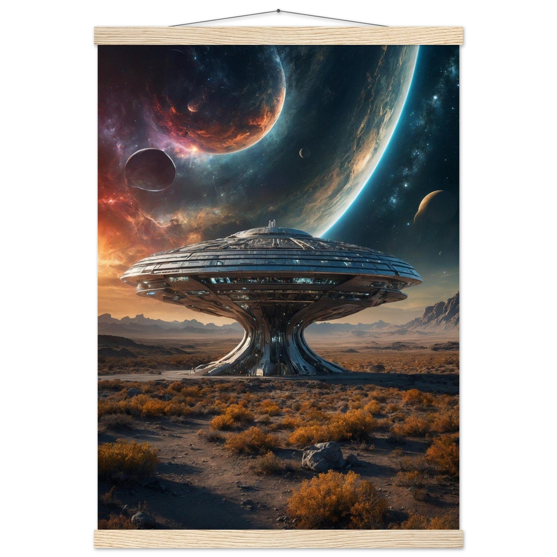 Premium Matte Paper Poster with Hanger - Minimalistische Kunstpräsentation mit Holzhänger Print Material Modern Masterpieces A2 (42 x 59.4 cm) Natural wood wall hanger 