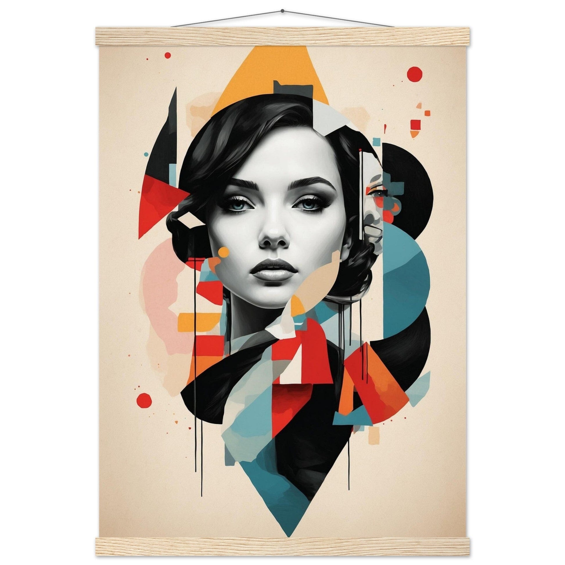 Premium Matte Paper Poster with Hanger - Minimalistische Kunstpräsentation mit Holzhänger Print Material Modern Masterpieces A2 (42 x 59.4 cm) Natural wood wall hanger 