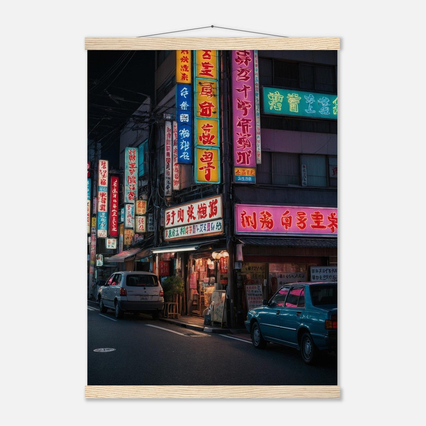 Premium Matte Paper Poster with Hanger - Minimalistische Kunstpräsentation mit Holzhänger Print Material Modern Masterpieces A2 (42 x 59.4 cm) Natural wood wall hanger 
