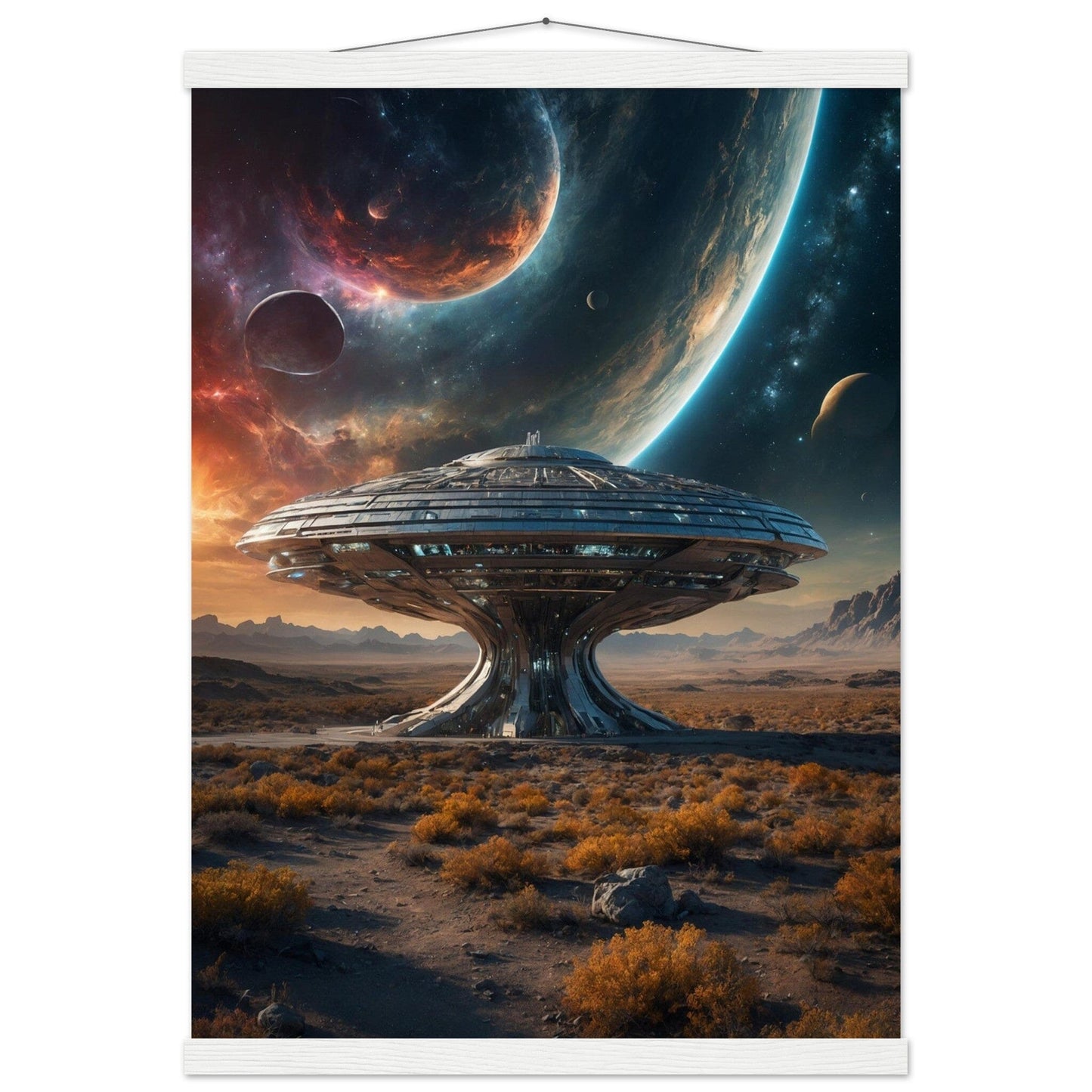 Premium Matte Paper Poster with Hanger - Minimalistische Kunstpräsentation mit Holzhänger Print Material Modern Masterpieces A2 (42 x 59.4 cm) White wall hanger 
