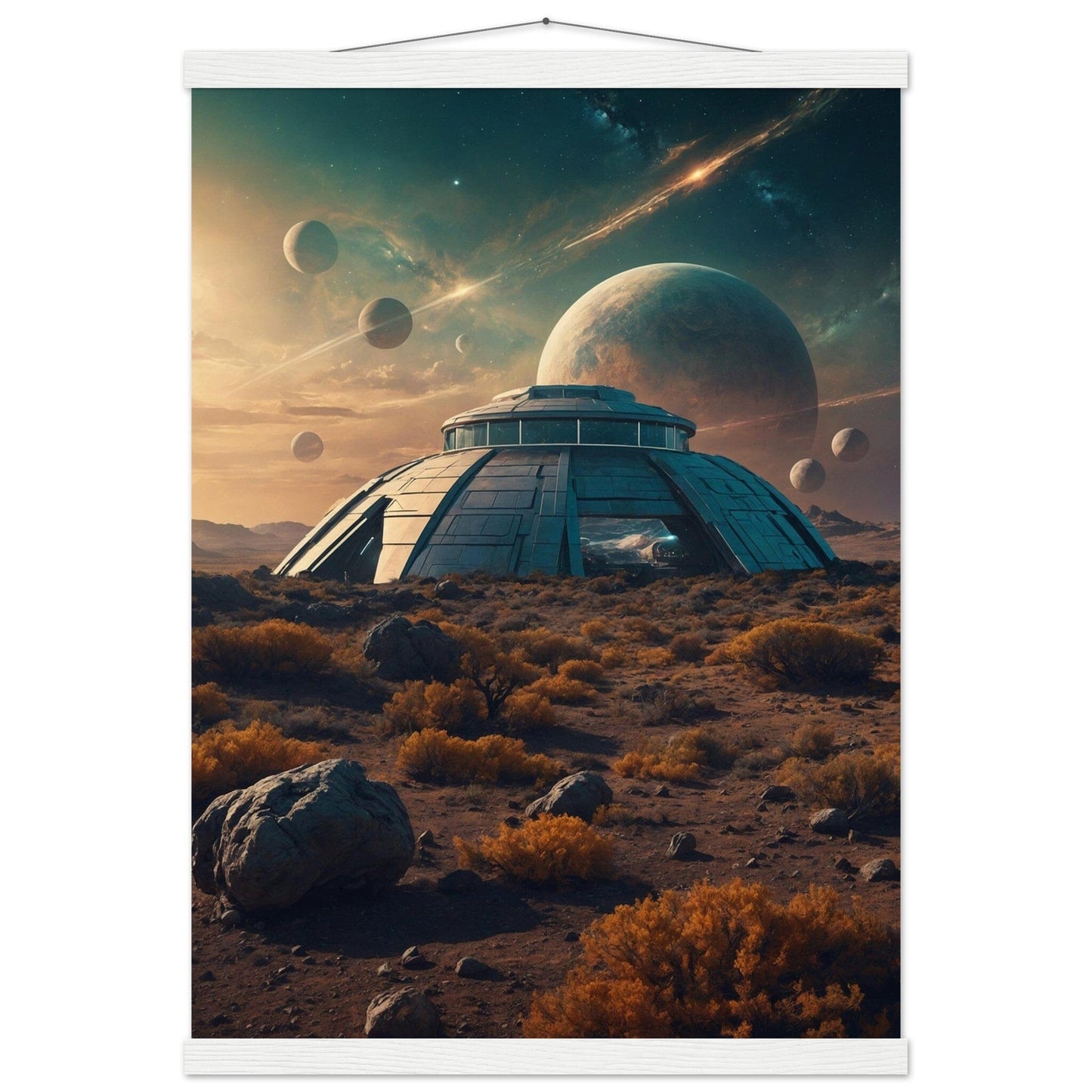 Premium Matte Paper Poster with Hanger - Minimalistische Kunstpräsentation mit Holzhänger Print Material Modern Masterpieces A2 (42 x 59.4 cm) White wall hanger 