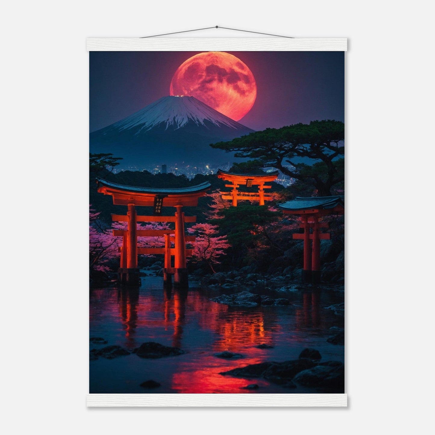 Premium Matte Paper Poster with Hanger - Minimalistische Kunstpräsentation mit Holzhänger Print Material Modern Masterpieces A2 (42 x 59.4 cm) White wall hanger 