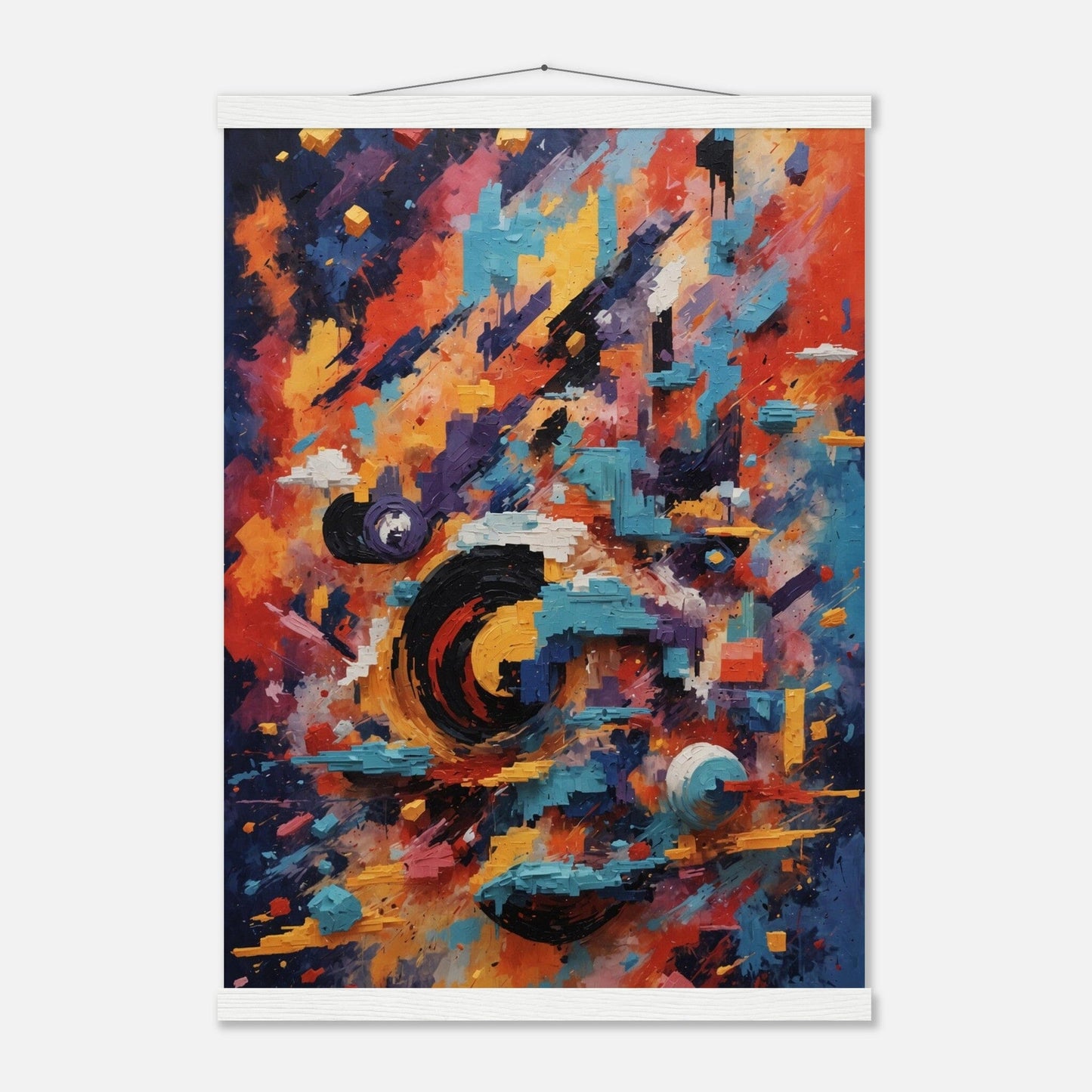 Premium Matte Paper Poster with Hanger - Minimalistische Kunstpräsentation mit Holzhänger Print Material Modern Masterpieces A2 (42 x 59.4 cm) White wall hanger 