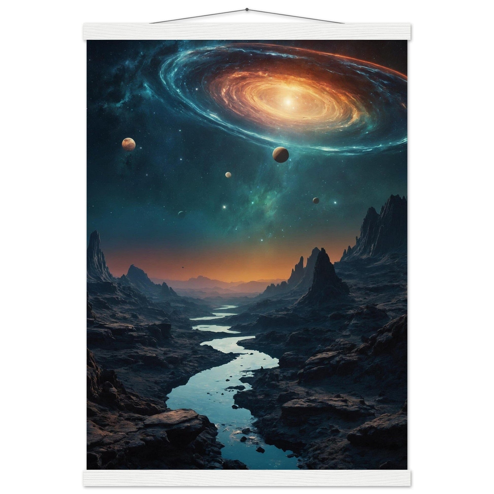 Premium Matte Paper Poster with Hanger - Minimalistische Kunstpräsentation mit Holzhänger Print Material Modern Masterpieces A2 (42 x 59.4 cm) White wall hanger 