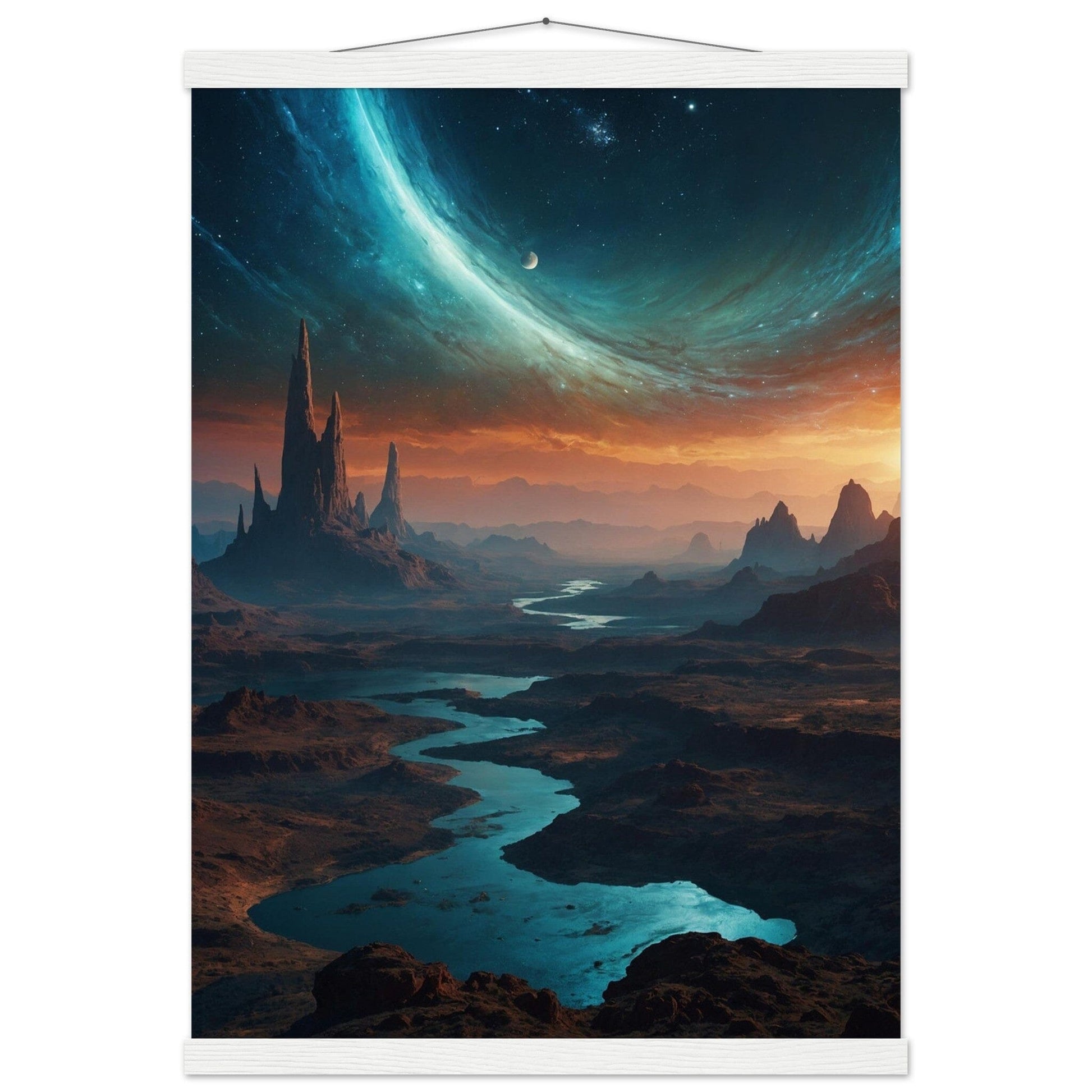 Premium Matte Paper Poster with Hanger - Minimalistische Kunstpräsentation mit Holzhänger Print Material Modern Masterpieces A2 (42 x 59.4 cm) White wall hanger 
