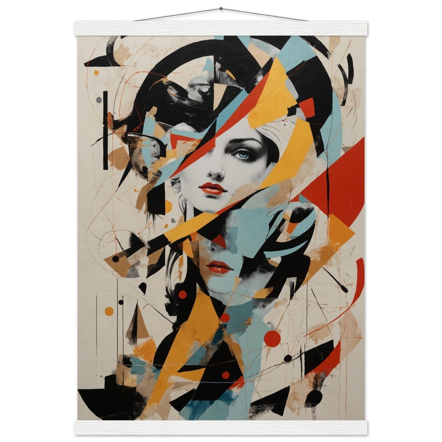 Premium Matte Paper Poster with Hanger - Minimalistische Kunstpräsentation mit Holzhänger Print Material Modern Masterpieces A2 (42 x 59.4 cm) White wall hanger 