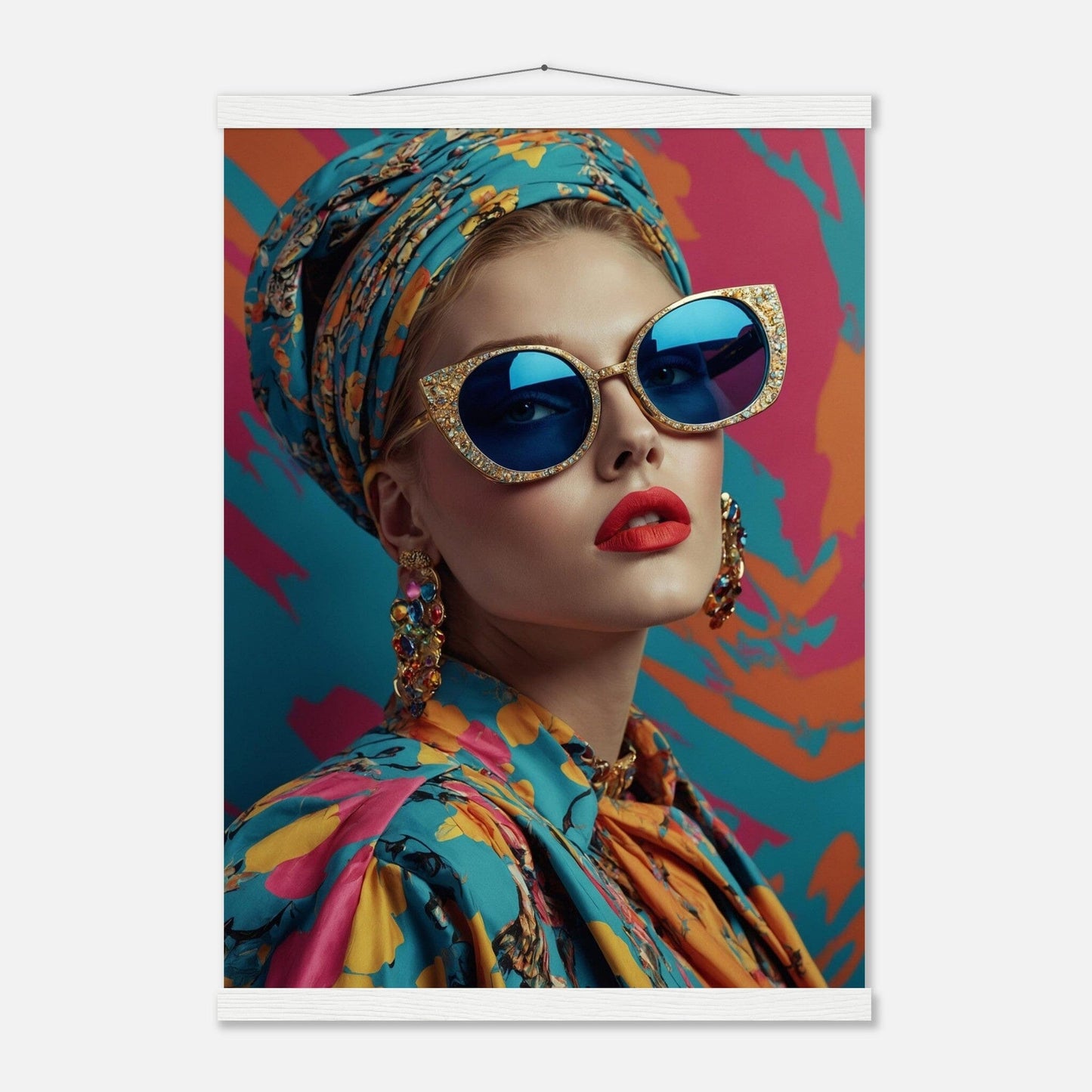 Premium Matte Paper Poster with Hanger - Minimalistische Kunstpräsentation mit Holzhänger Print Material Modern Masterpieces A2 (42 x 59.4 cm) White wall hanger 
