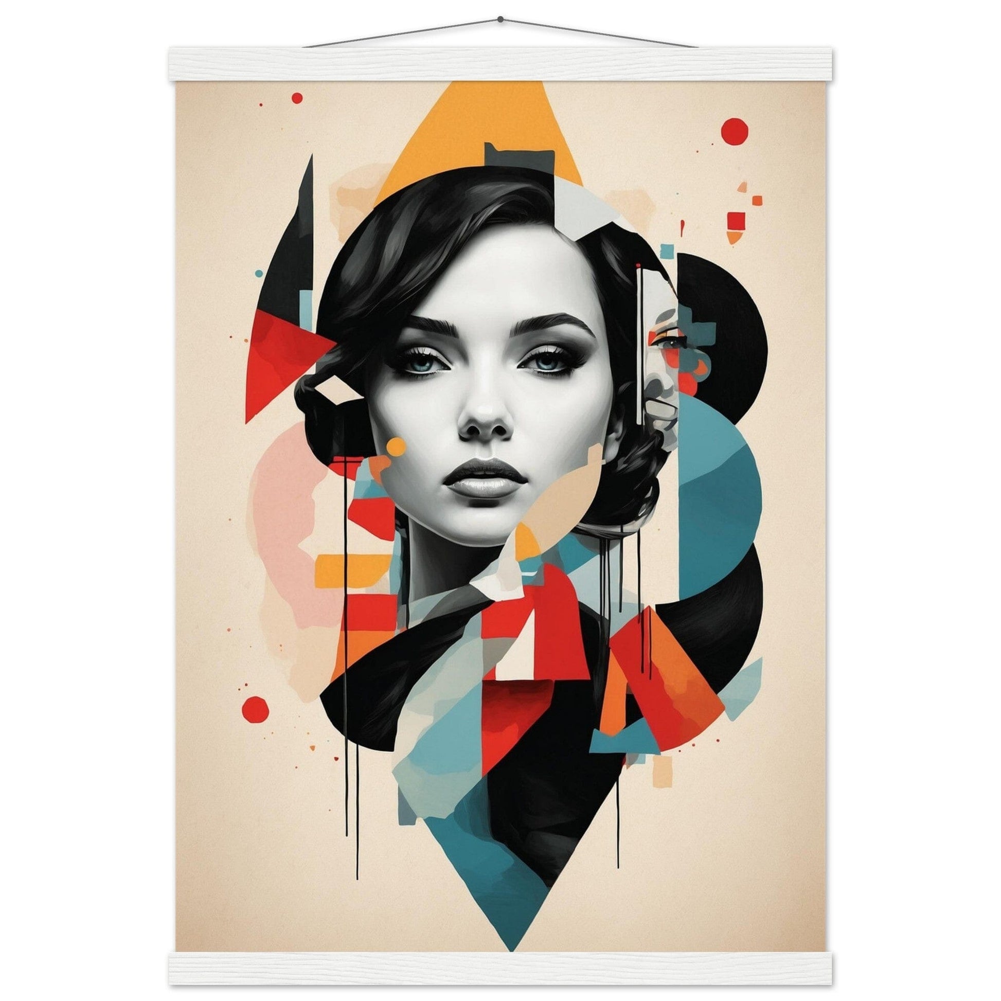 Premium Matte Paper Poster with Hanger - Minimalistische Kunstpräsentation mit Holzhänger Print Material Modern Masterpieces A2 (42 x 59.4 cm) White wall hanger 