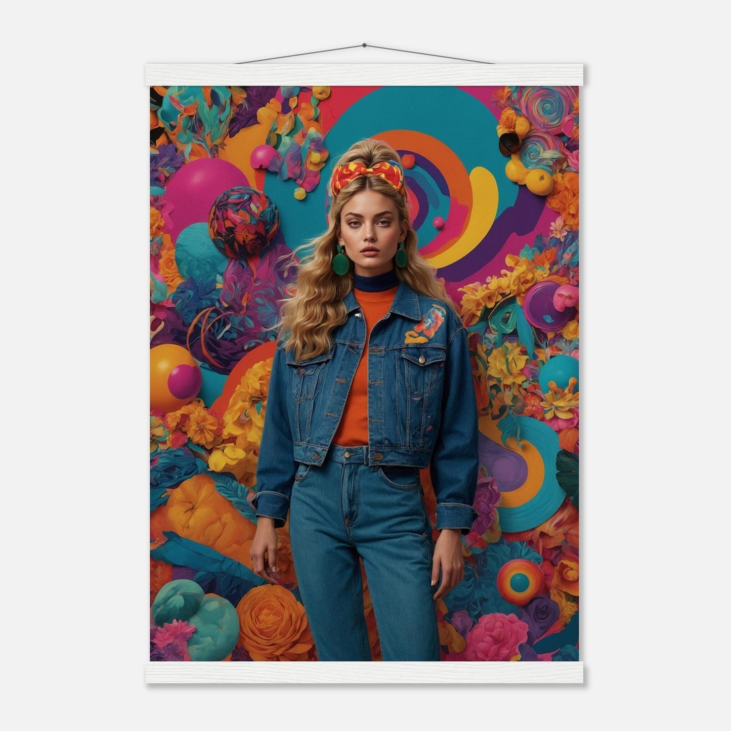 Premium Matte Paper Poster with Hanger - Minimalistische Kunstpräsentation mit Holzhänger Print Material Modern Masterpieces A2 (42 x 59.4 cm) White wall hanger 