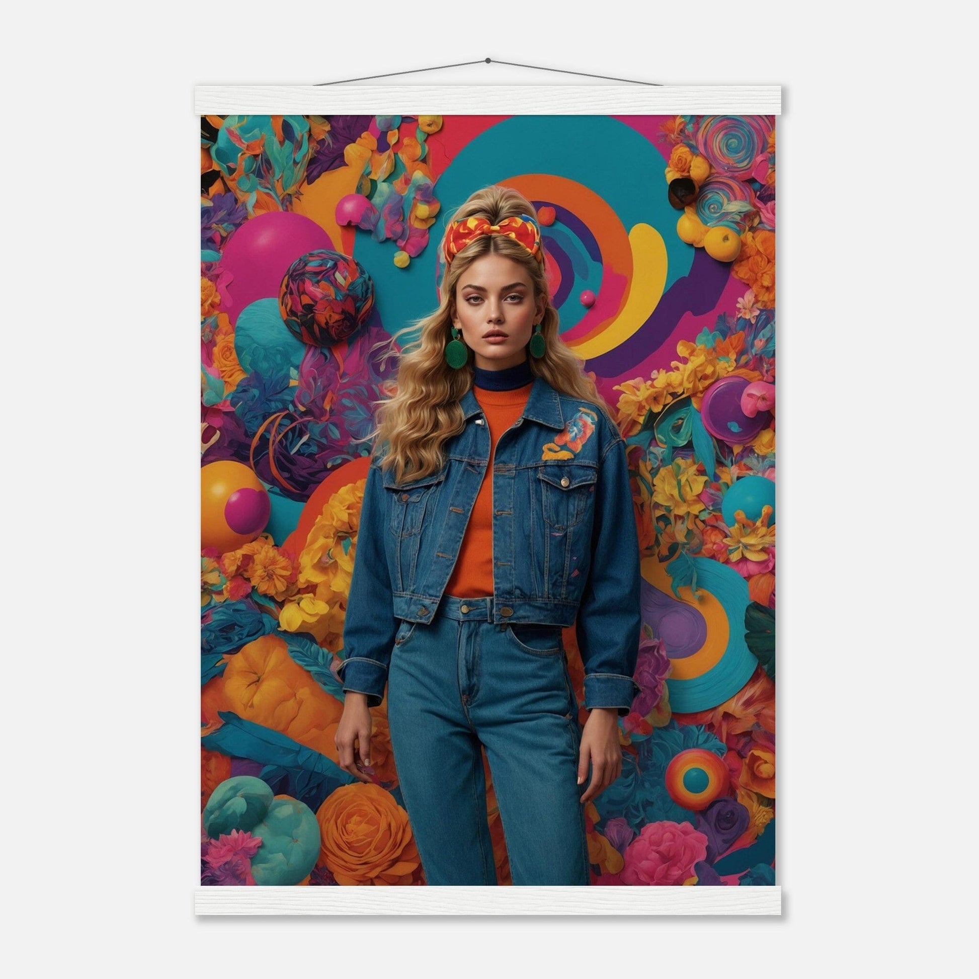 Premium Matte Paper Poster with Hanger - Minimalistische Kunstpräsentation mit Holzhänger Print Material Modern Masterpieces A2 (42 x 59.4 cm) White wall hanger 
