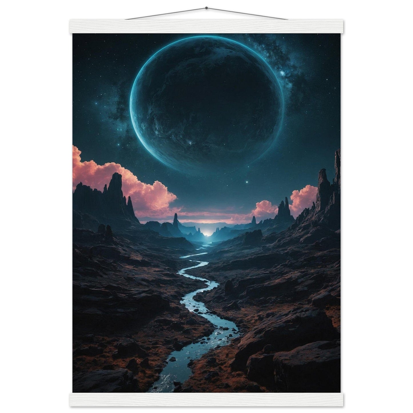Premium Matte Paper Poster with Hanger - Minimalistische Kunstpräsentation mit Holzhänger Print Material Modern Masterpieces A2 (42 x 59.4 cm) White wall hanger 
