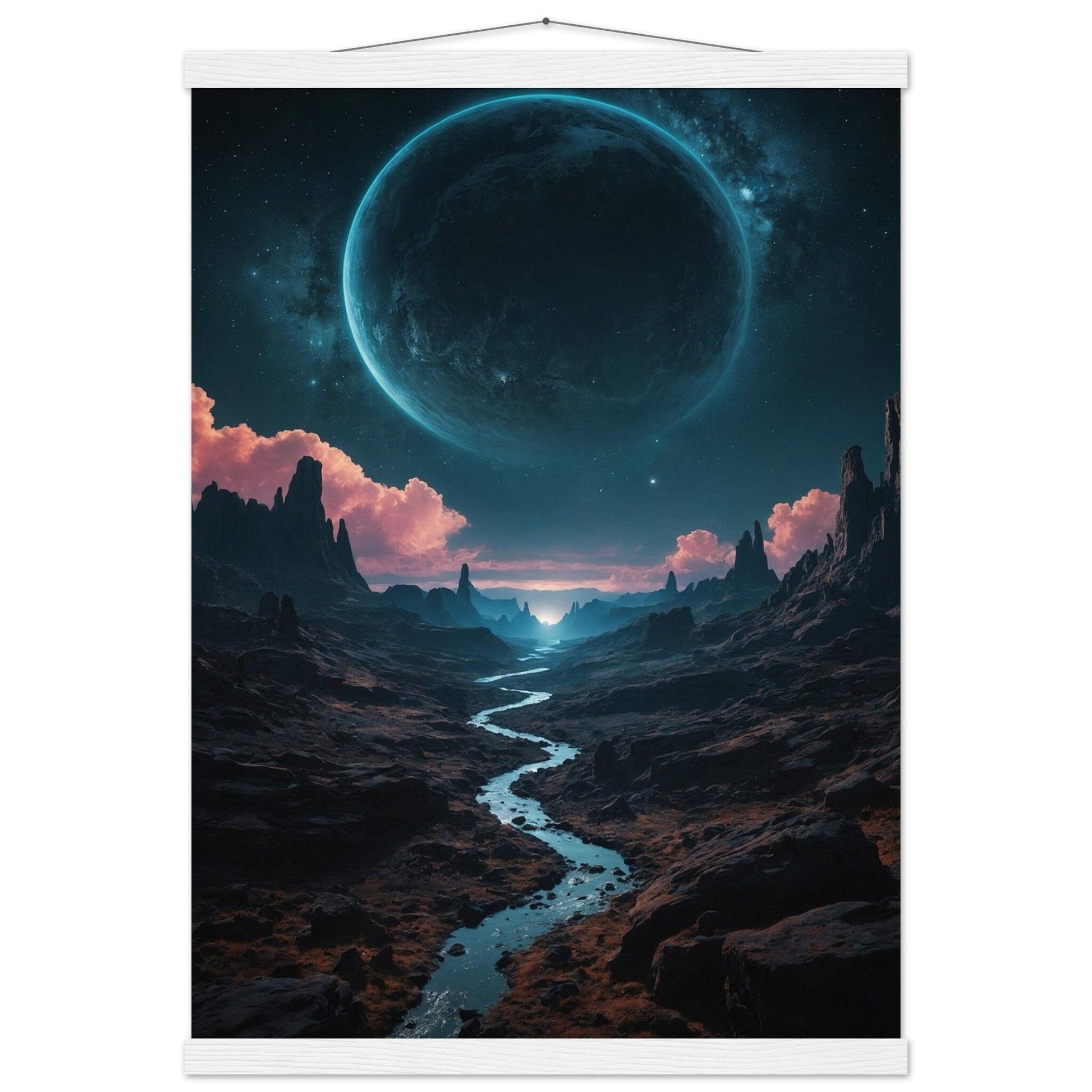 Premium Matte Paper Poster with Hanger - Minimalistische Kunstpräsentation mit Holzhänger Print Material Modern Masterpieces A2 (42 x 59.4 cm) White wall hanger 