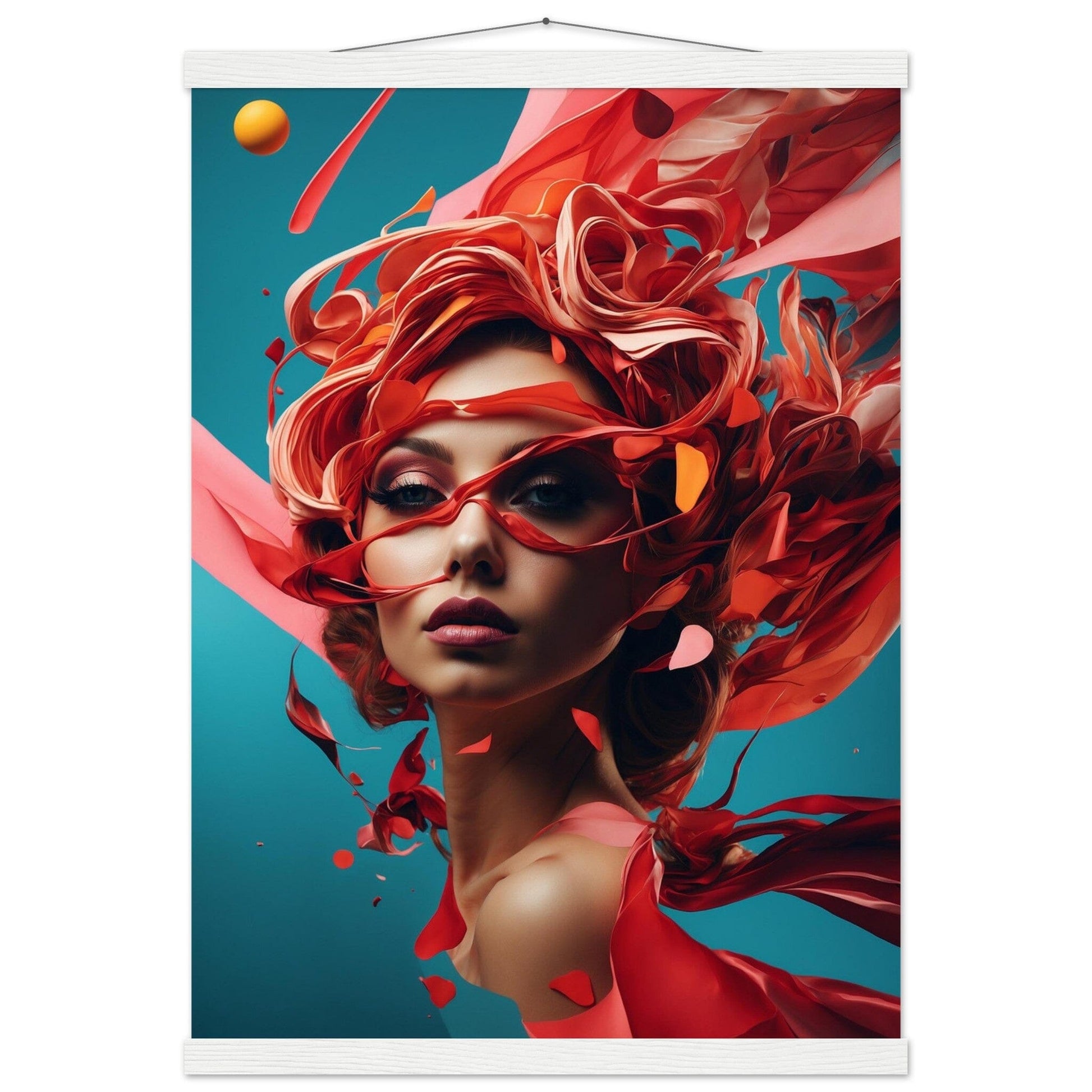 Premium Matte Paper Poster with Hanger - Minimalistische Kunstpräsentation mit Holzhänger Print Material Modern Masterpieces A2 (42 x 59.4 cm) White wall hanger 