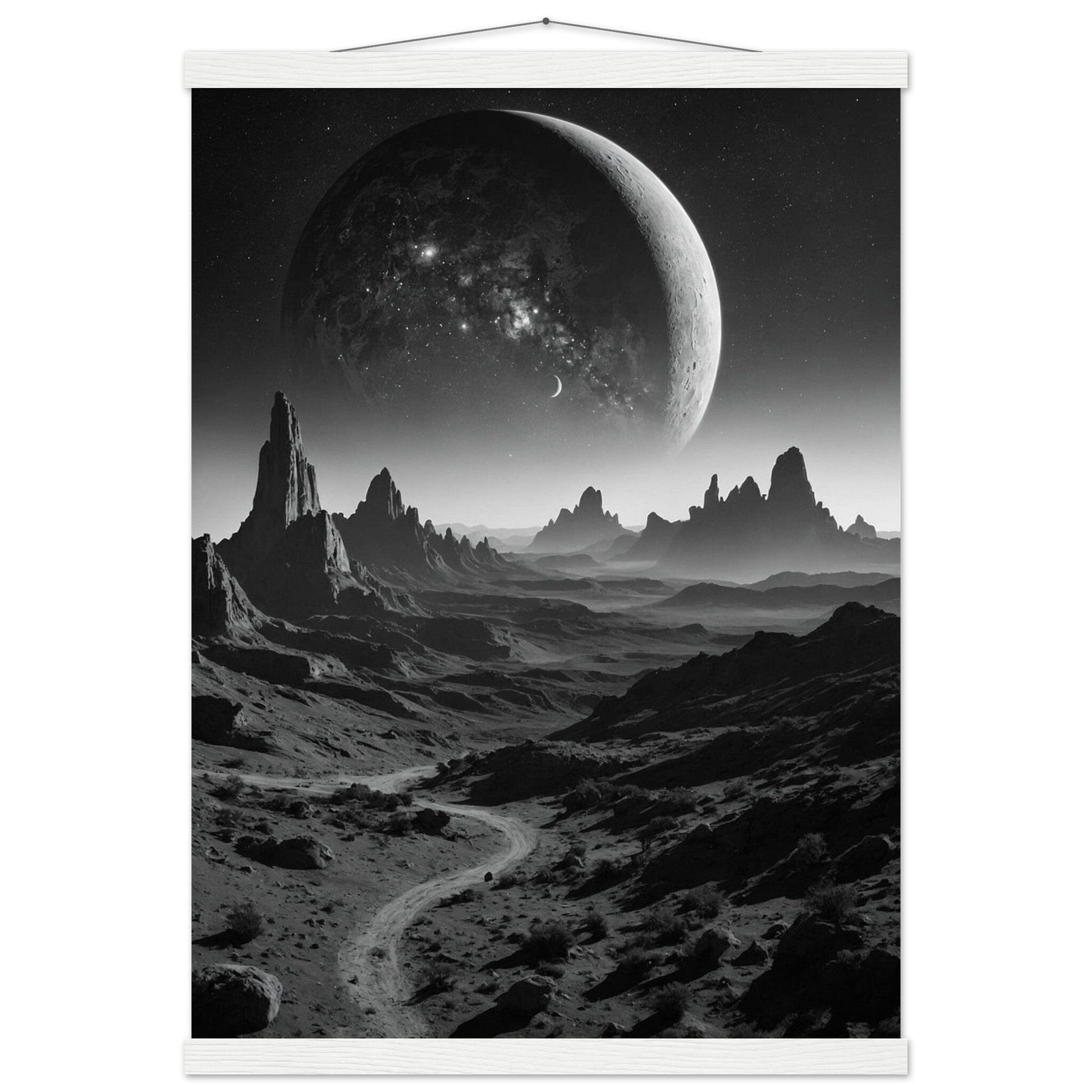 Premium Matte Paper Poster with Hanger - Minimalistische Kunstpräsentation mit Holzhänger Print Material Modern Masterpieces A2 (42 x 59.4 cm) White wall hanger 
