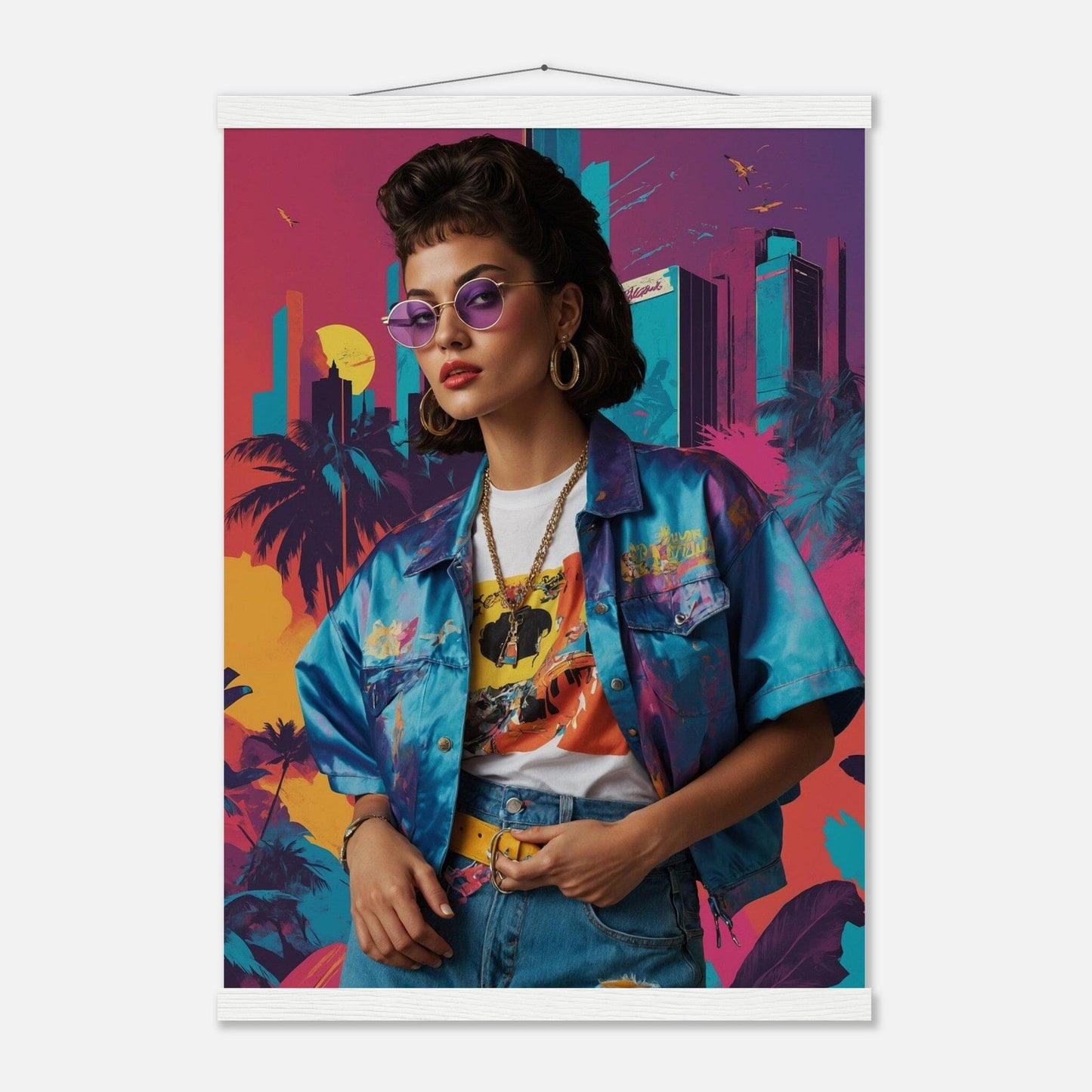Premium Matte Paper Poster with Hanger - Minimalistische Kunstpräsentation mit Holzhänger Print Material Modern Masterpieces A2 (42 x 59.4 cm) White wall hanger 