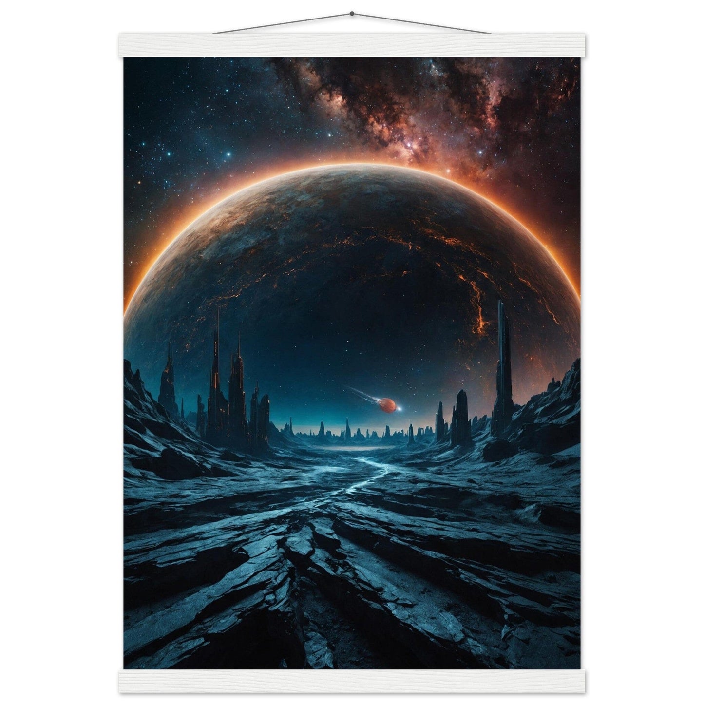Premium Matte Paper Poster with Hanger - Minimalistische Kunstpräsentation mit Holzhänger Print Material Modern Masterpieces A2 (42 x 59.4 cm) White wall hanger 
