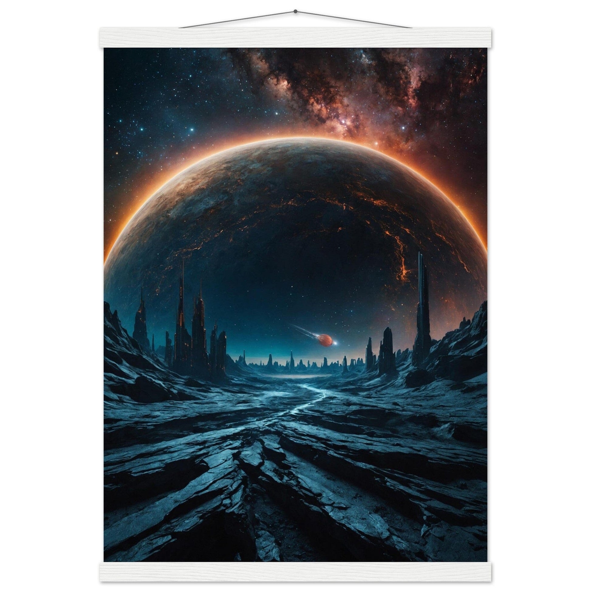 Premium Matte Paper Poster with Hanger - Minimalistische Kunstpräsentation mit Holzhänger Print Material Modern Masterpieces A2 (42 x 59.4 cm) White wall hanger 