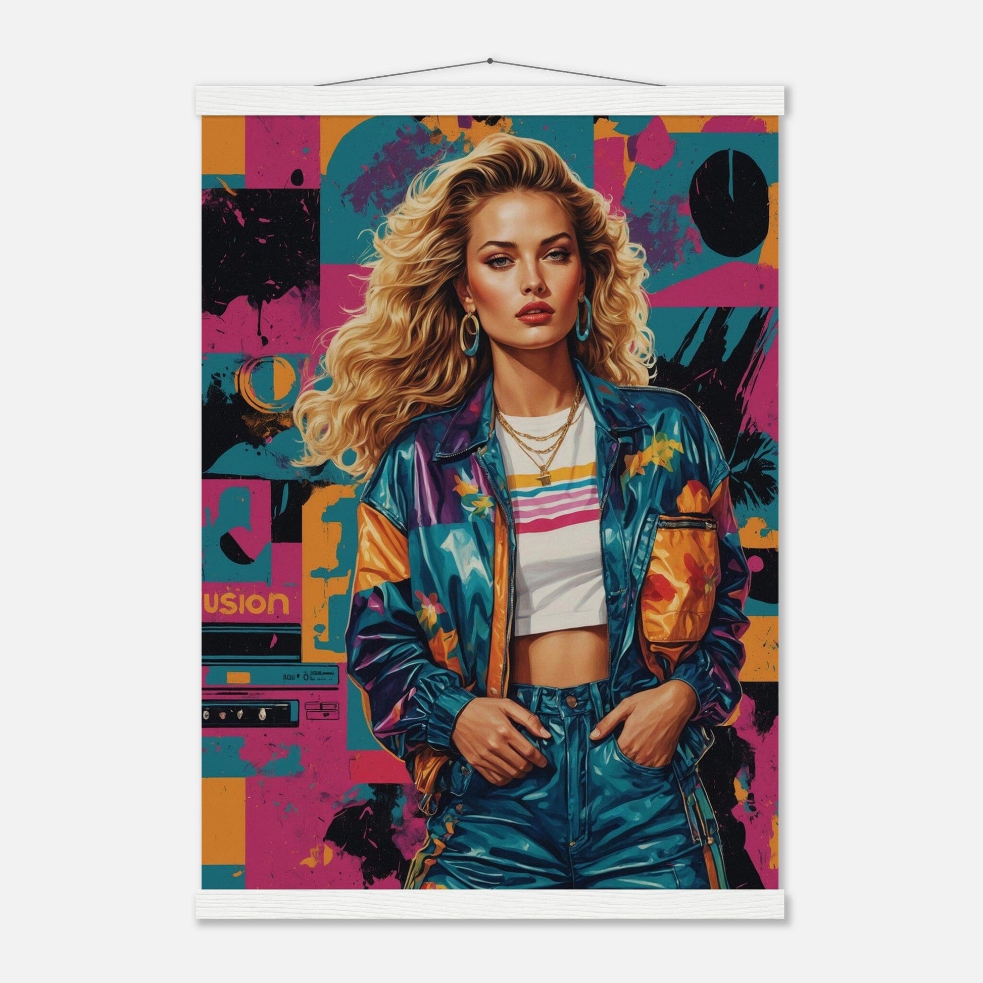 Premium Matte Paper Poster with Hanger - Minimalistische Kunstpräsentation mit Holzhänger Print Material Modern Masterpieces A2 (42 x 59.4 cm) White wall hanger 